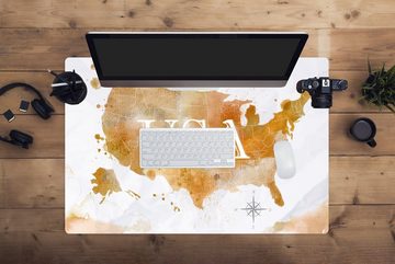 MuchoWow Gaming Mauspad Vereinigte Staaten - Weltkarte - Ölfarbe (1-St), Büro für Tastatur und Maus, Mousepad Gaming, 90x60 cm, XXL, Großes
