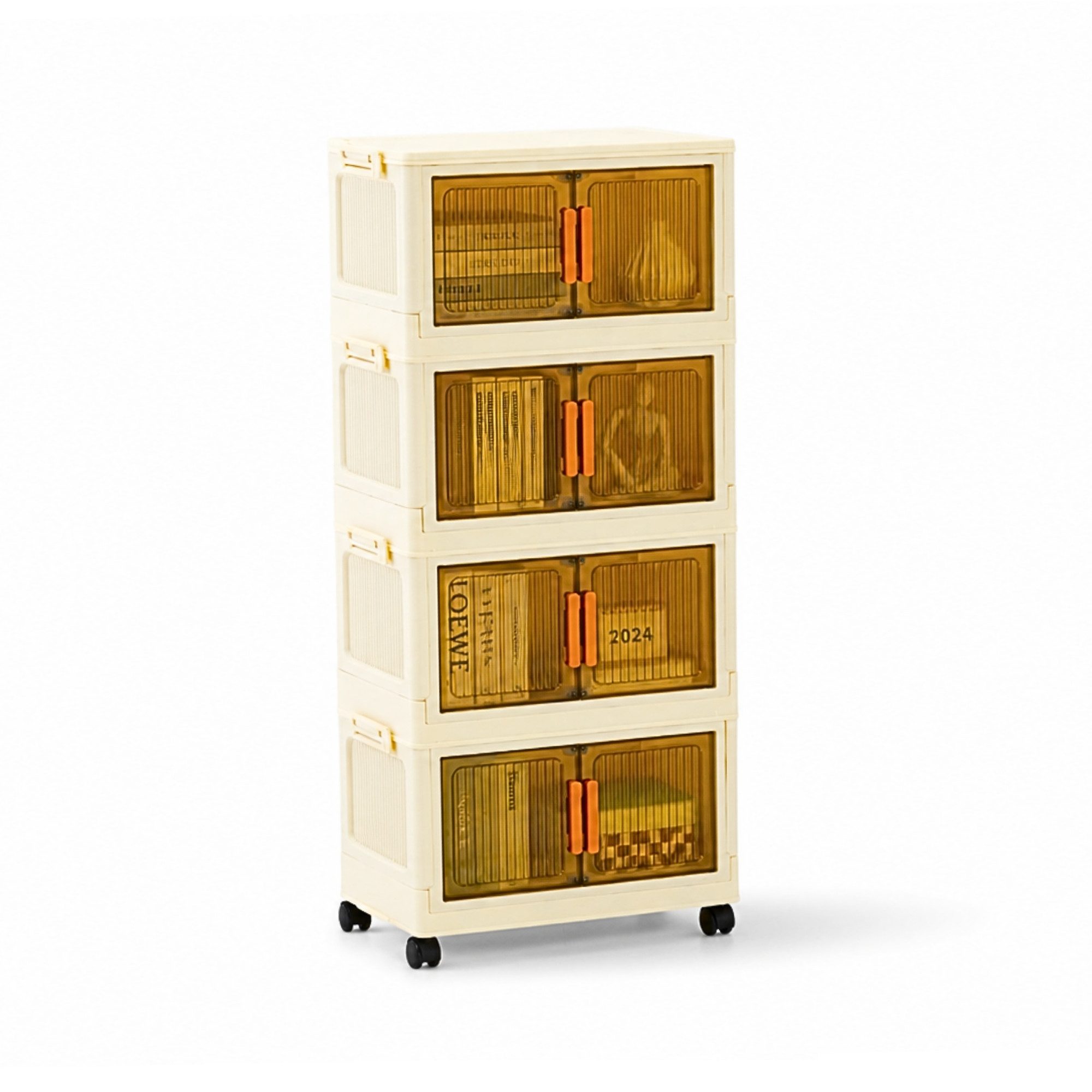 PROREGAL® Aufbewahrungsbox EasyCube stapelbar 4 Ebenen & Rollen Stapelboxen