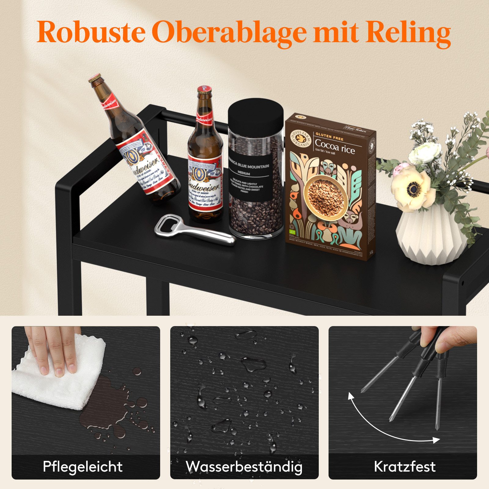 Lifewit Standregal Getränkekistenregal mit Ablage, Standregal Metall trag, Getränkeregal – Bild 5 von 5