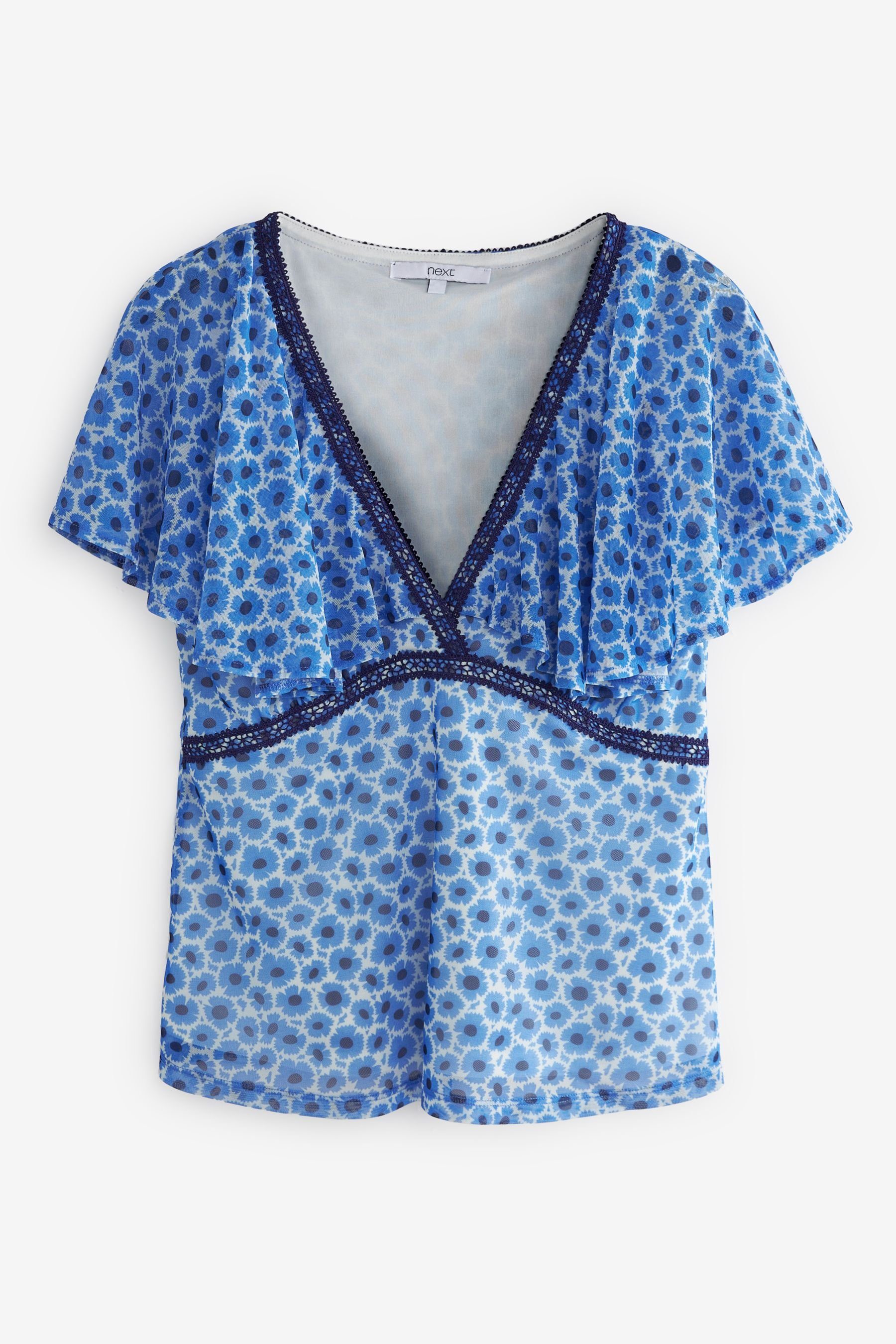 T-Shirt Jubilee (1-tlg) Print Flatterärmeln mit Blue Mesh-Bluse Next