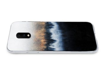 MuchoWow Handyhülle Abstrakt - Gold - Luxus - Blau, Phone Case, Handyhülle OnePlus 7, Silikon, Schutzhülle