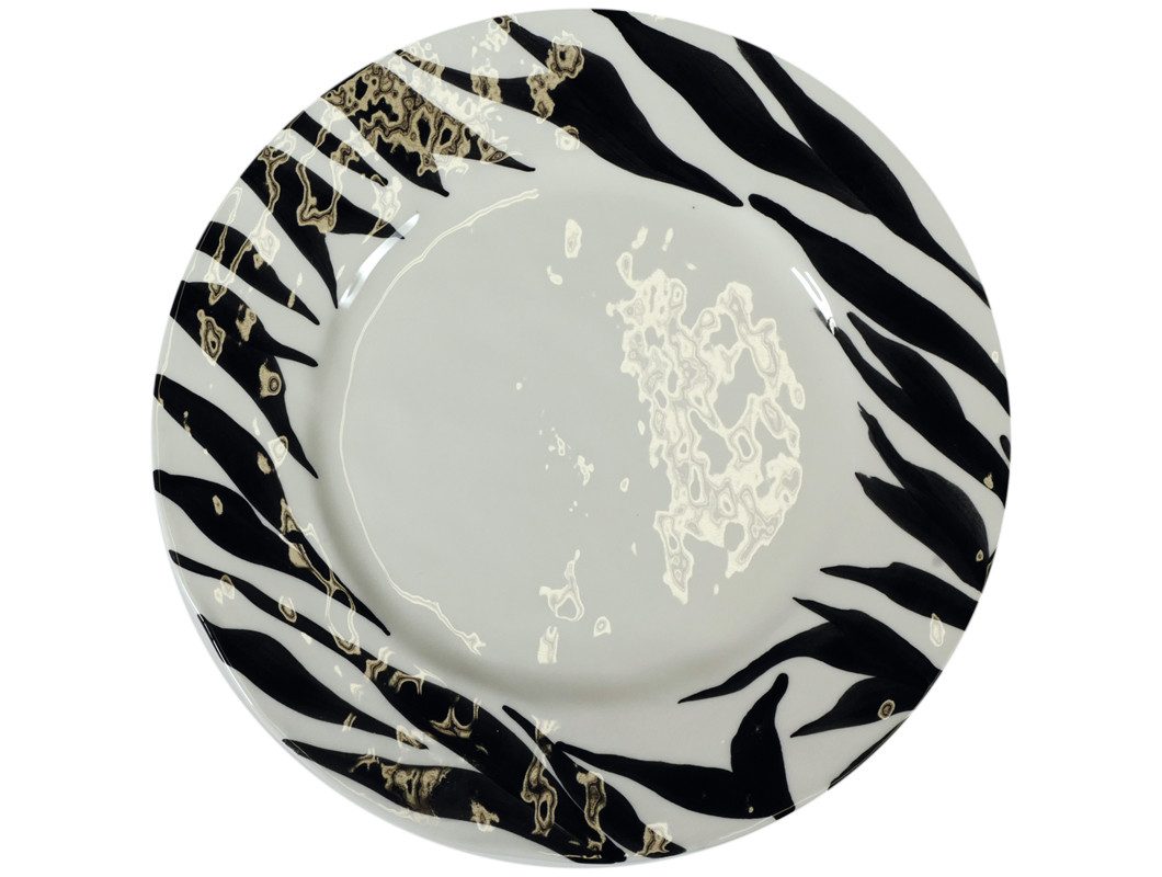 Virginia Casa Platzteller Safari, Spülmaschinengeeignet, Weiß, Zebra, ⌀ 27cm, Weiß, Zebra, H: 1cm