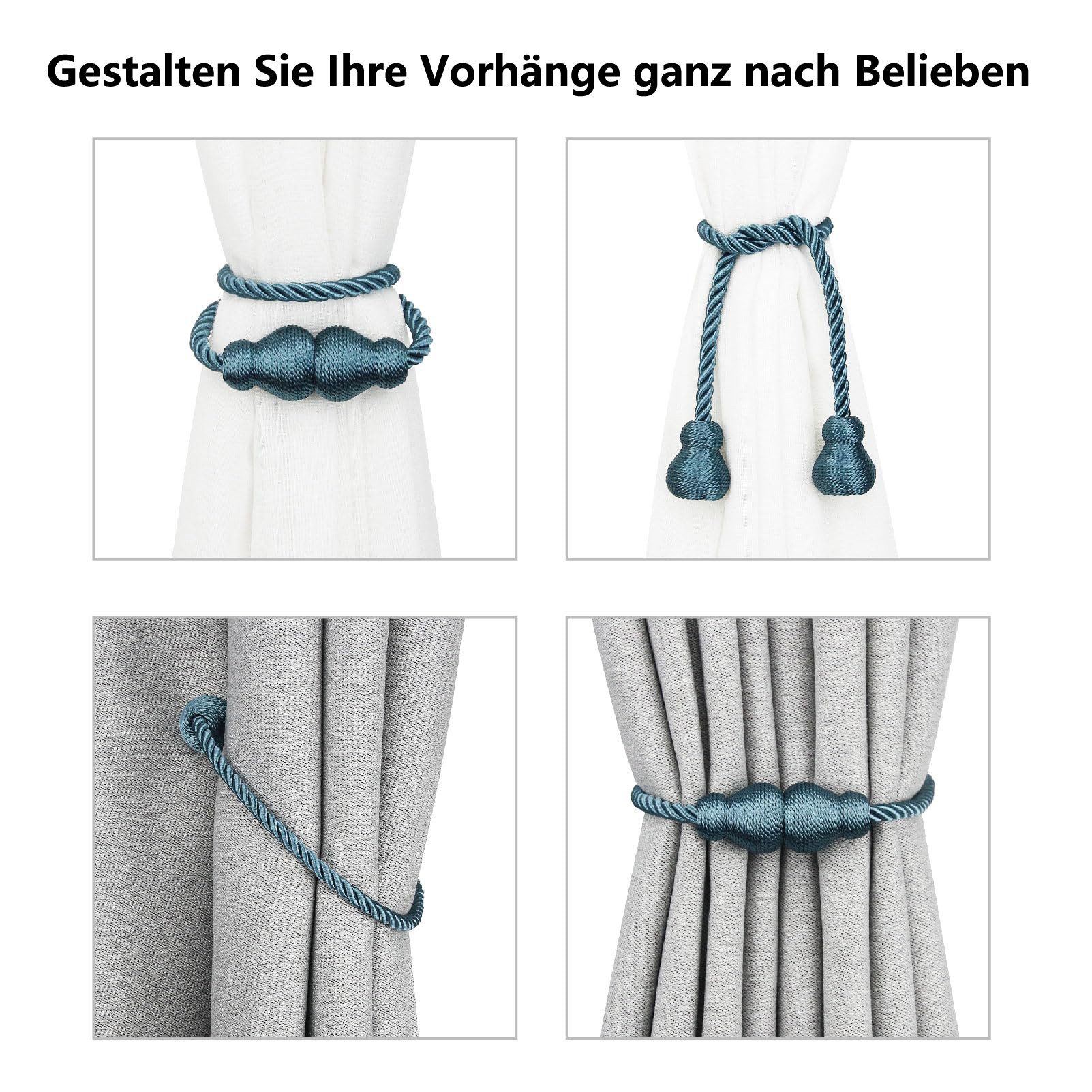 Agger Raffhalter Magnetische Raffhalter 2 Stück für Vorhänge – Dekorative Seil, (2-tlg), Raffhalter mit Magnetverschluss für Innen- und Außenbereich – Bild 4 von 5