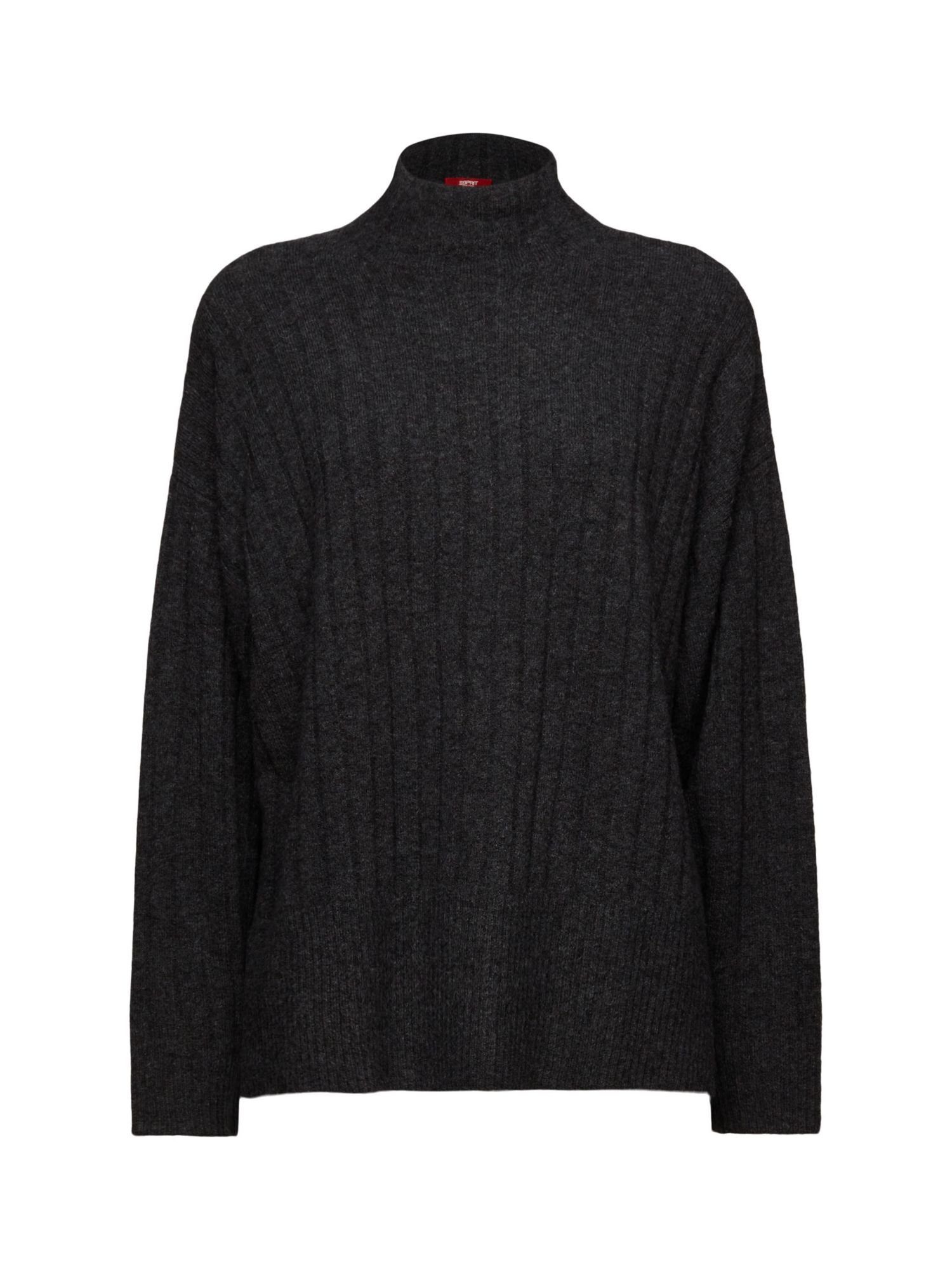 Esprit ANTHRACITE Gerippter Flachstrickpullover Strickpullover