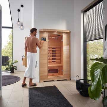 HOME DELUXE Infrarotkabine REDSUN - M, BxTxH: 120 x 105 x 190 cm, (Komplettset) 5 Infrarotstrahler, Hemlocktanne, für 2 Personen l Infrarotsauna