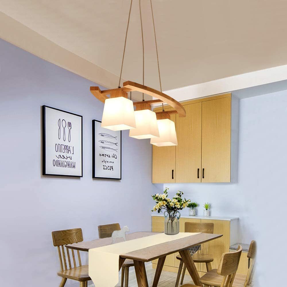 LED Esszimmer Hängelampe retro Holz wechselbar LED Pendelleuchte E27 ZMH Deckenspot Wohnzimmer,