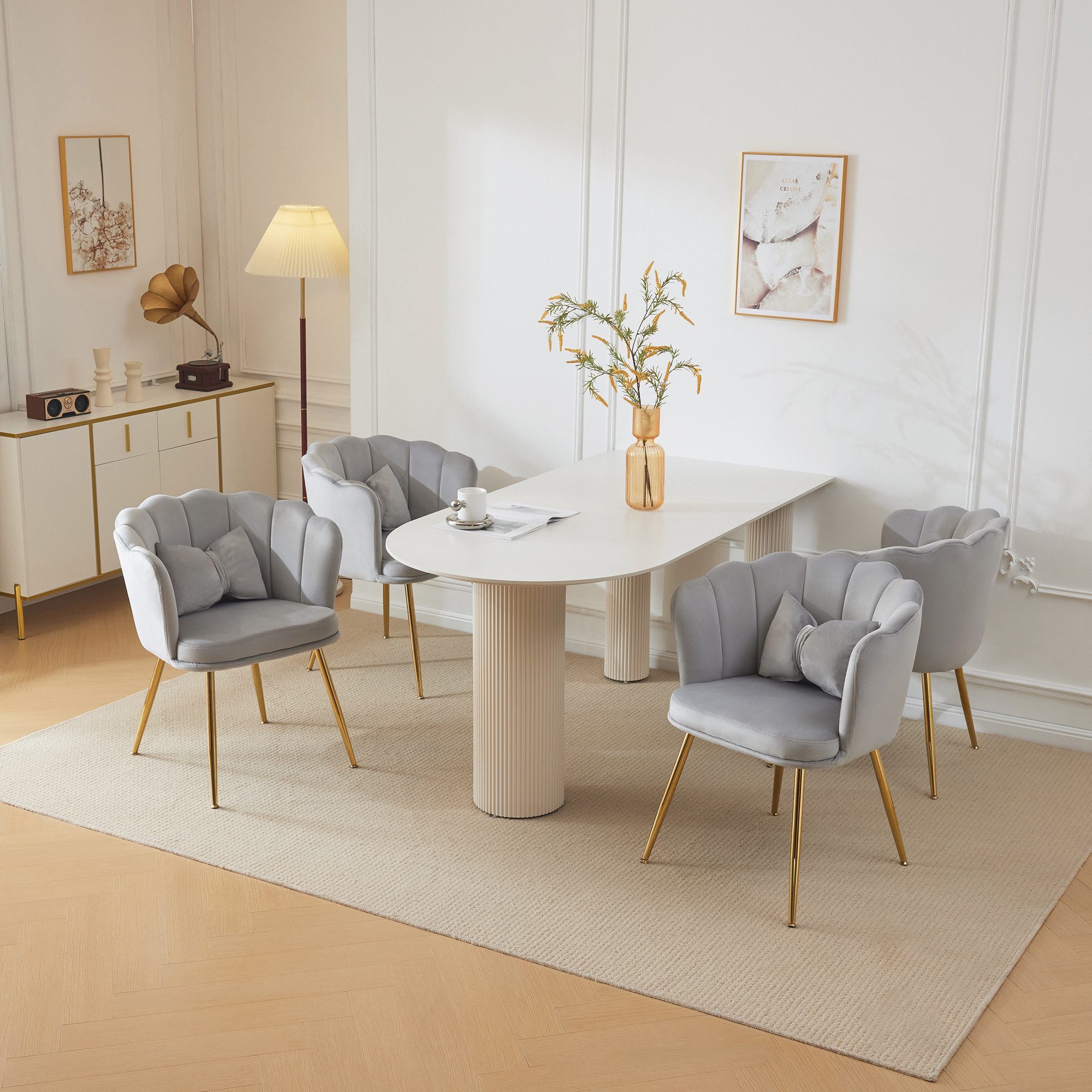 OKWISH 4-Fußstuhl Polsterstuhl Küchenstuhl Lounge Stuhl, günstig online kaufen