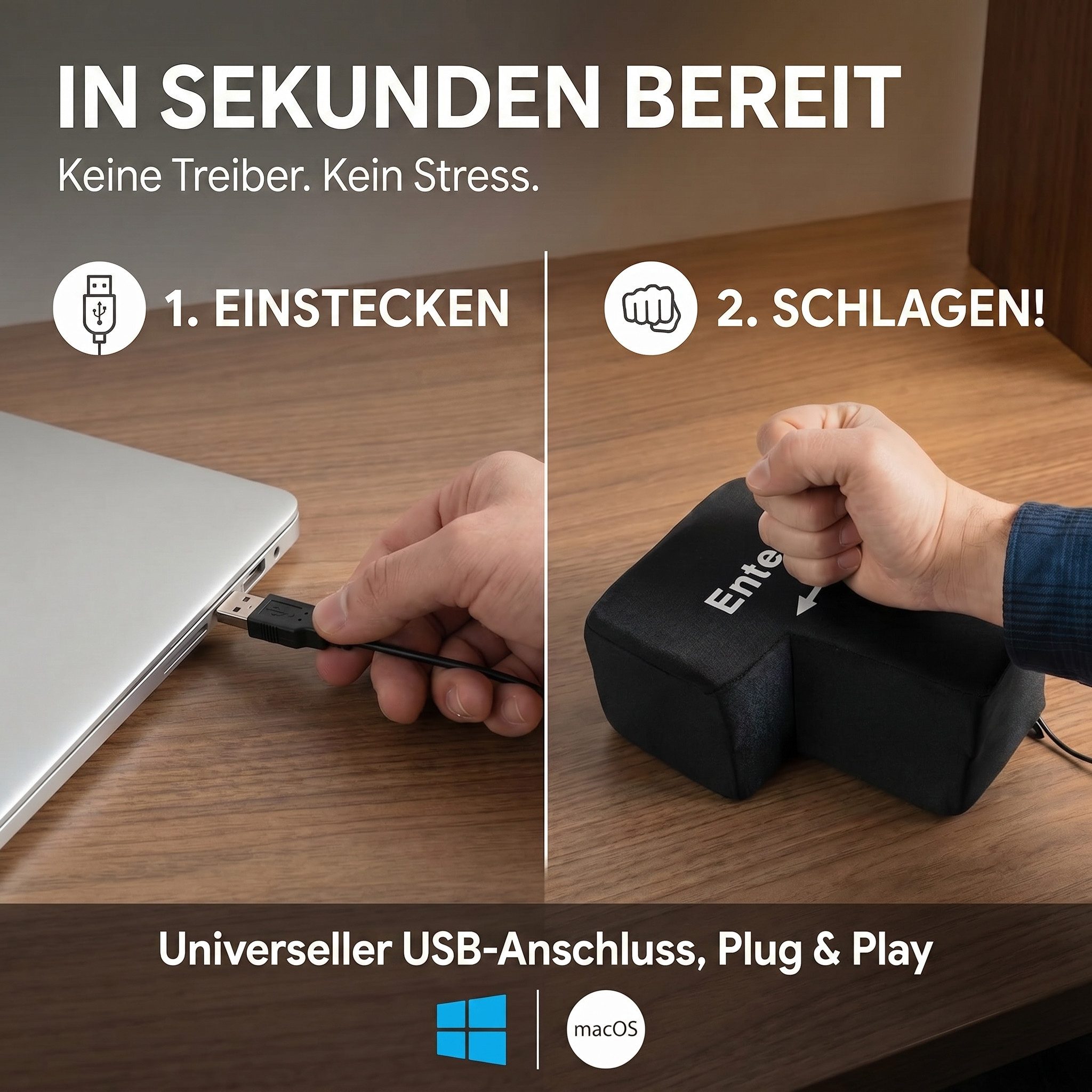 Goods+Gadgets Big Enter Button XXL USB-Tastatur (Enter-Taste mit Tisch ...
