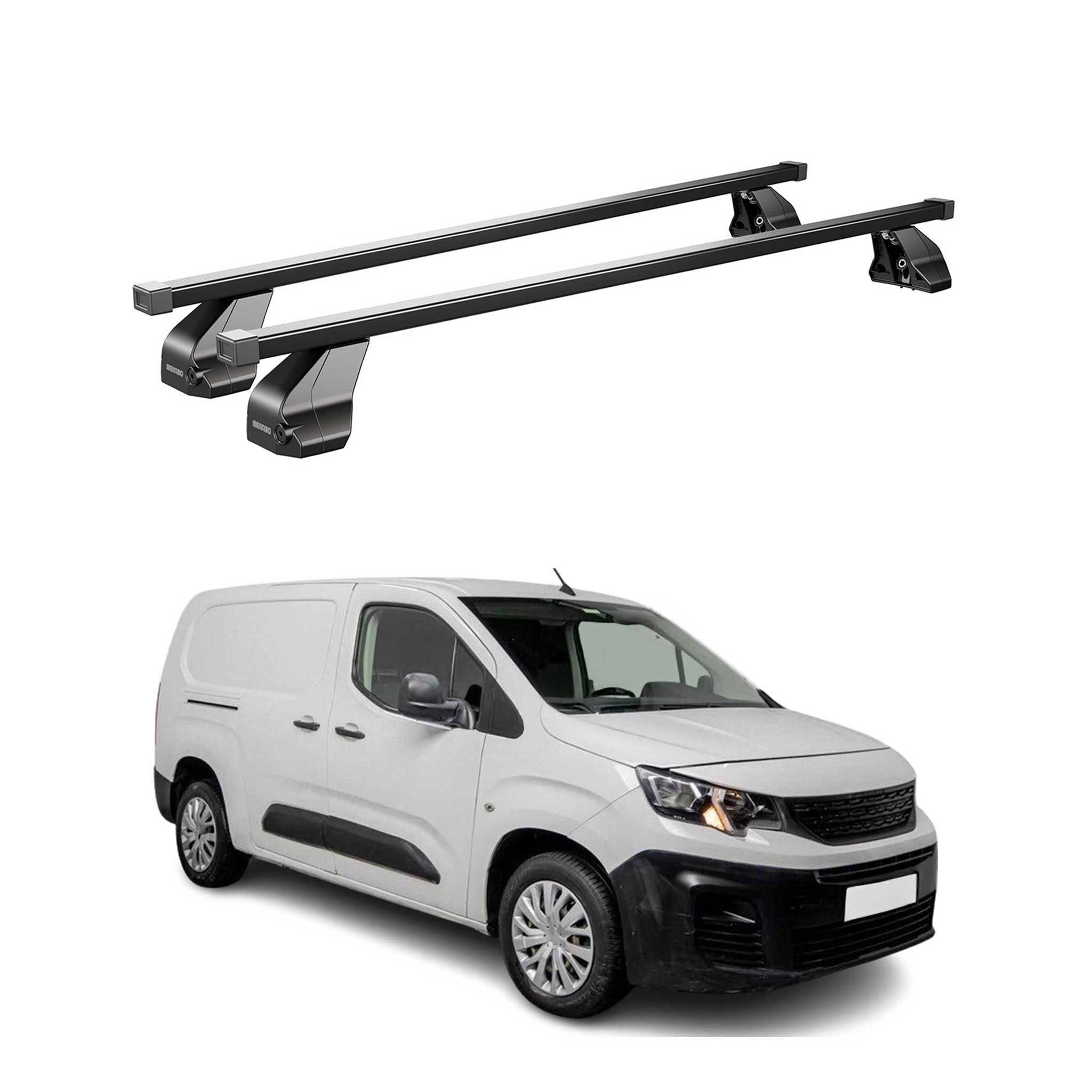 OMAC Dachträger Stahl Gepäckträger für Peugeot Partner 2018-2025 Schwarz (2-St), Wasserbeständig,Abnehmbar,Multifunktional,Leichtgewichtig