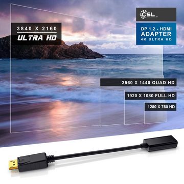 CSL Audio- & Video-Adapter DisplayPort zu HDMI Typ A, 12,5 cm, 4k UltraHD DP 1.2 zu HDMI Monitor Adapter Kabel