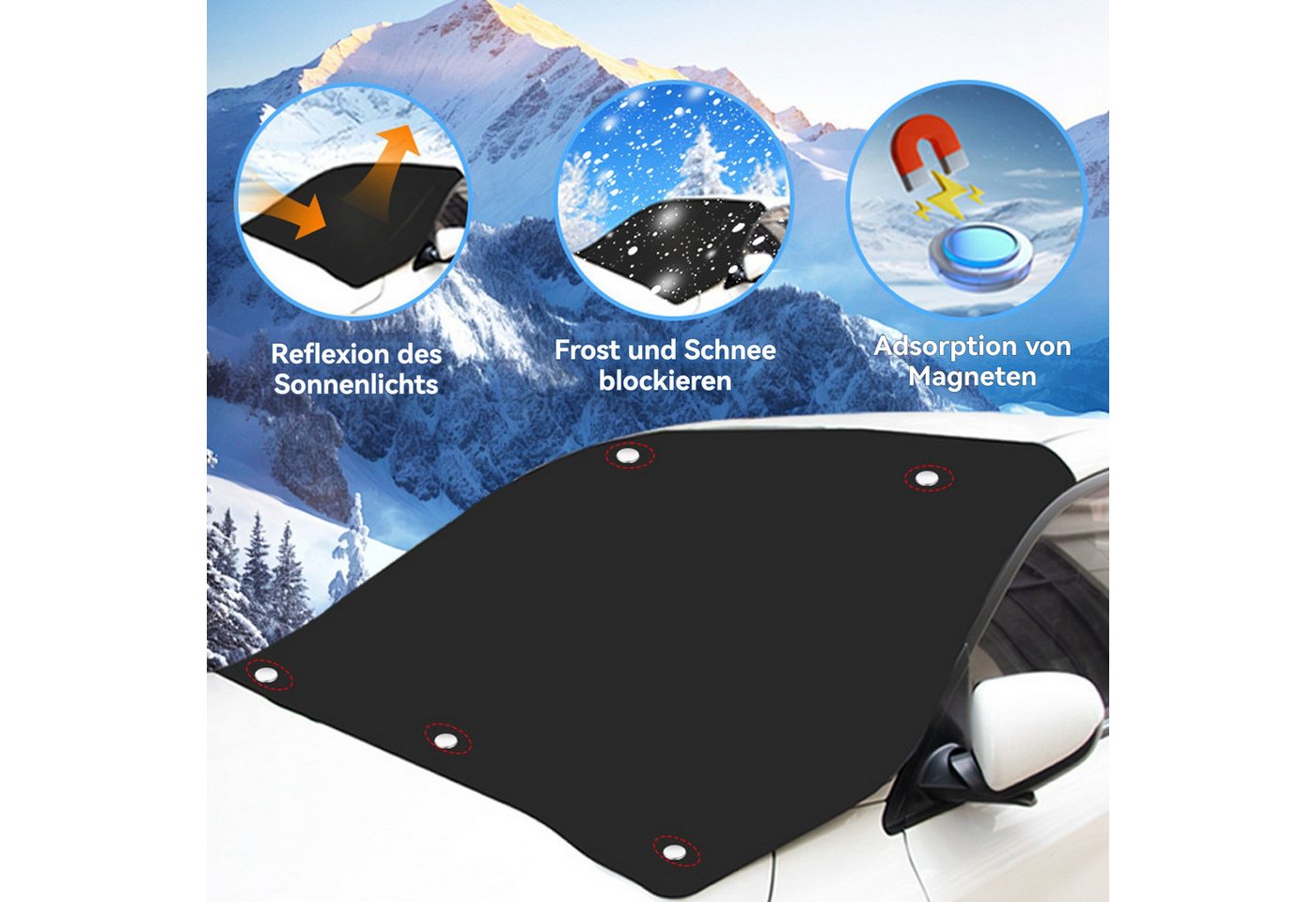 Thumbnail - YINDN Frontscheibenabdeckung 6 Magnetische Autoplanek, Auto-Windschutzscheibenabdeckung, (Auto Sonnenschutz, Auto-Windsc...