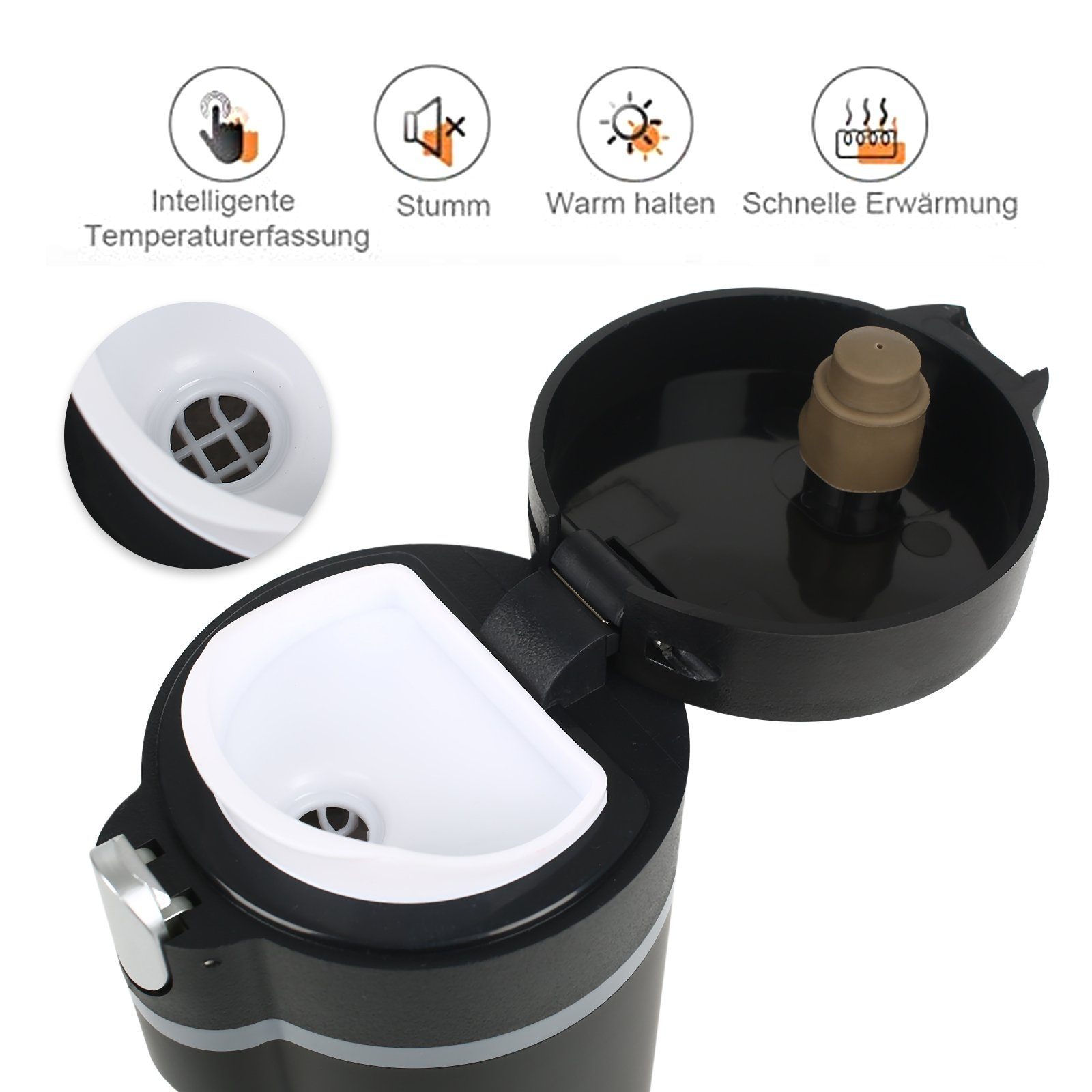 Reise-Wasserkocher elektrische Wasserbecher, Rostfreier Touchscreen, Stahl mit TWSOUL Auto Wärmedämmung