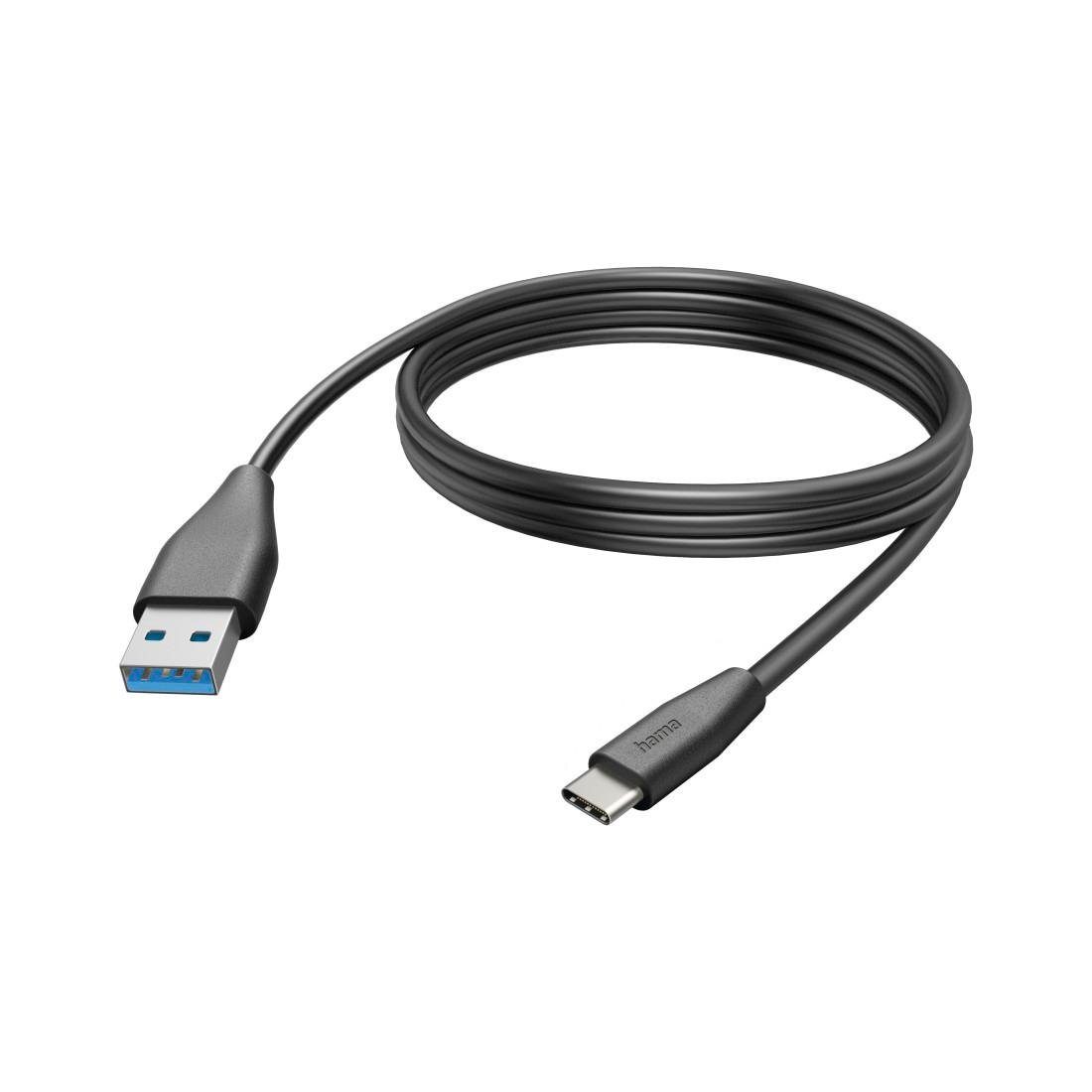 Hama USB-Kabel Ladekabel, USB-C - USB-A, 3 m, Schwarz USB-Kabel