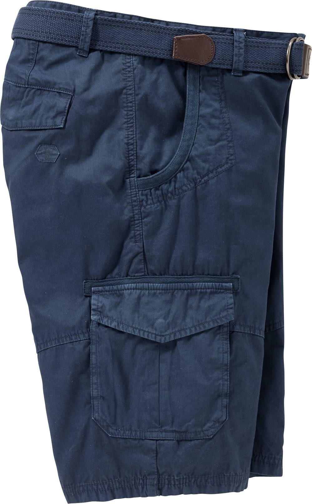 lockerer, Cargobermudas Beinschnitt LERROS Textilgürtel und blau sportiver inklusive