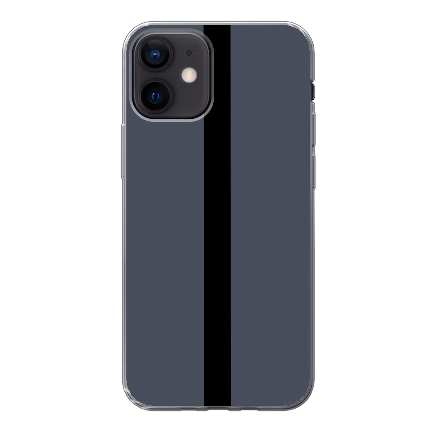 MuchoWow Handyhülle für Apple iPhone 12 Blau - Schwarz - Gestreift - Minimalistisch, Smartphone-Bumper, Print, Handy Schutzhülle Dünn