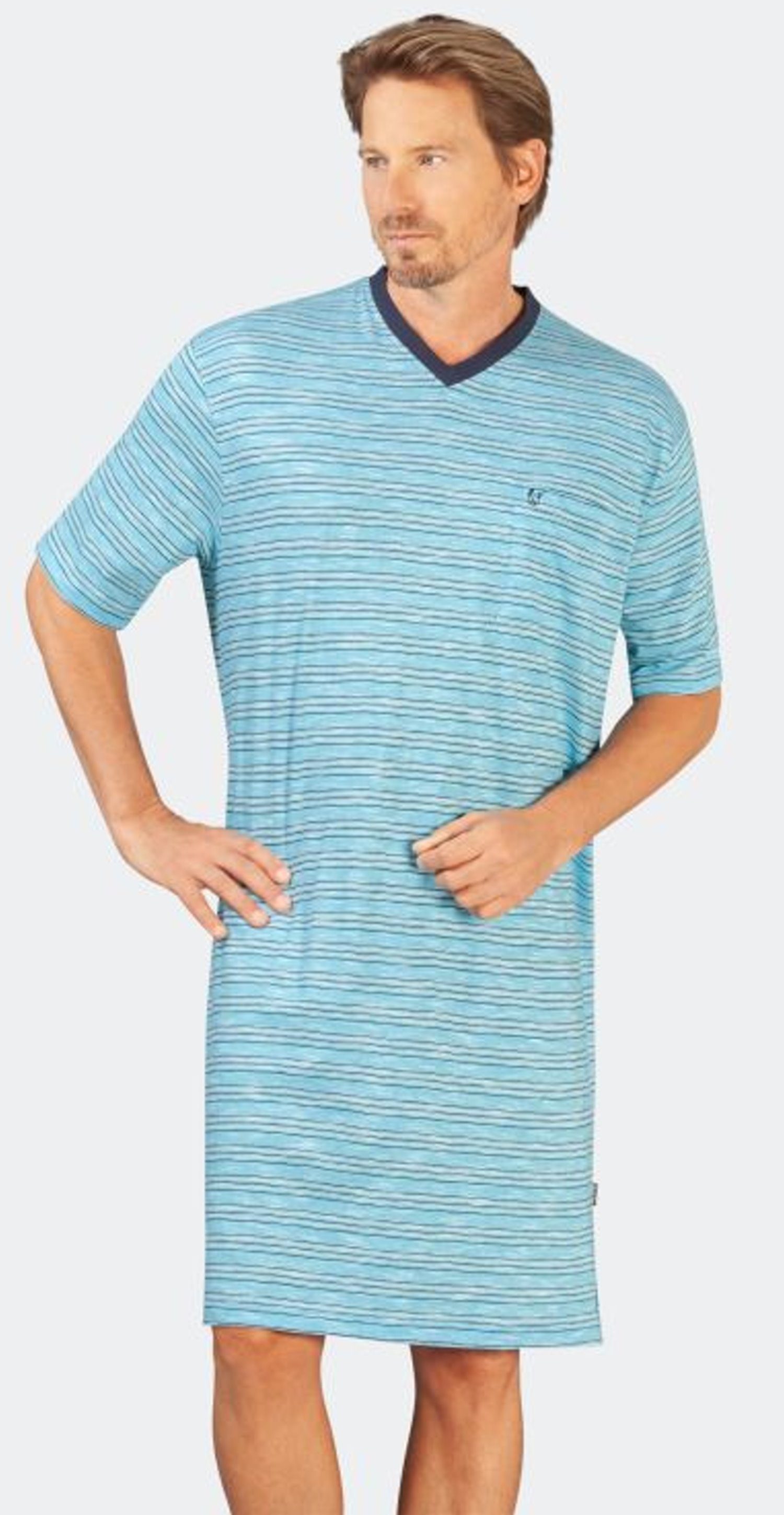 Hajo Nachthemd Herren Schlafshirt mit kurzem Arm (1-tlg) Baumwolle