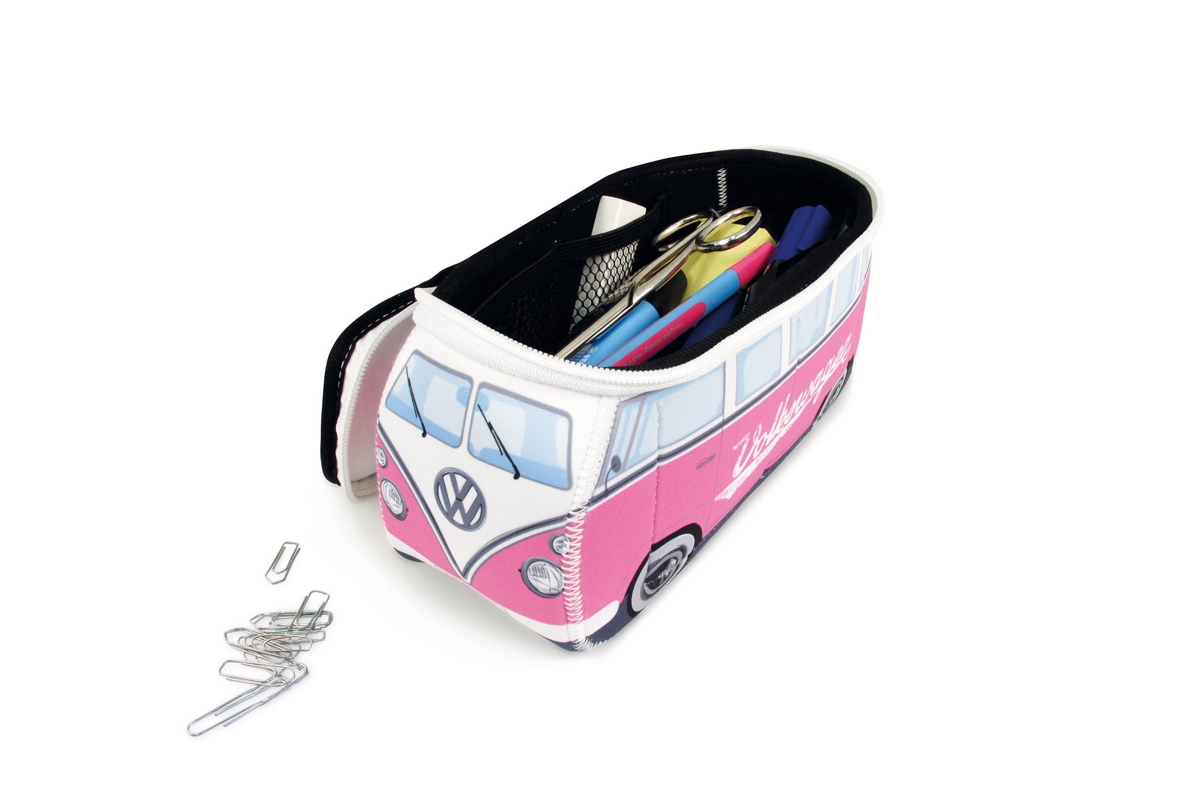 VW Collection by BRISA Kulturbeutel Volkswagen Neopren Schminktasche, Reisebeutel, funktionale Kosmetiktasche im T1 Bulli Bus Design, 23x11x8 cm