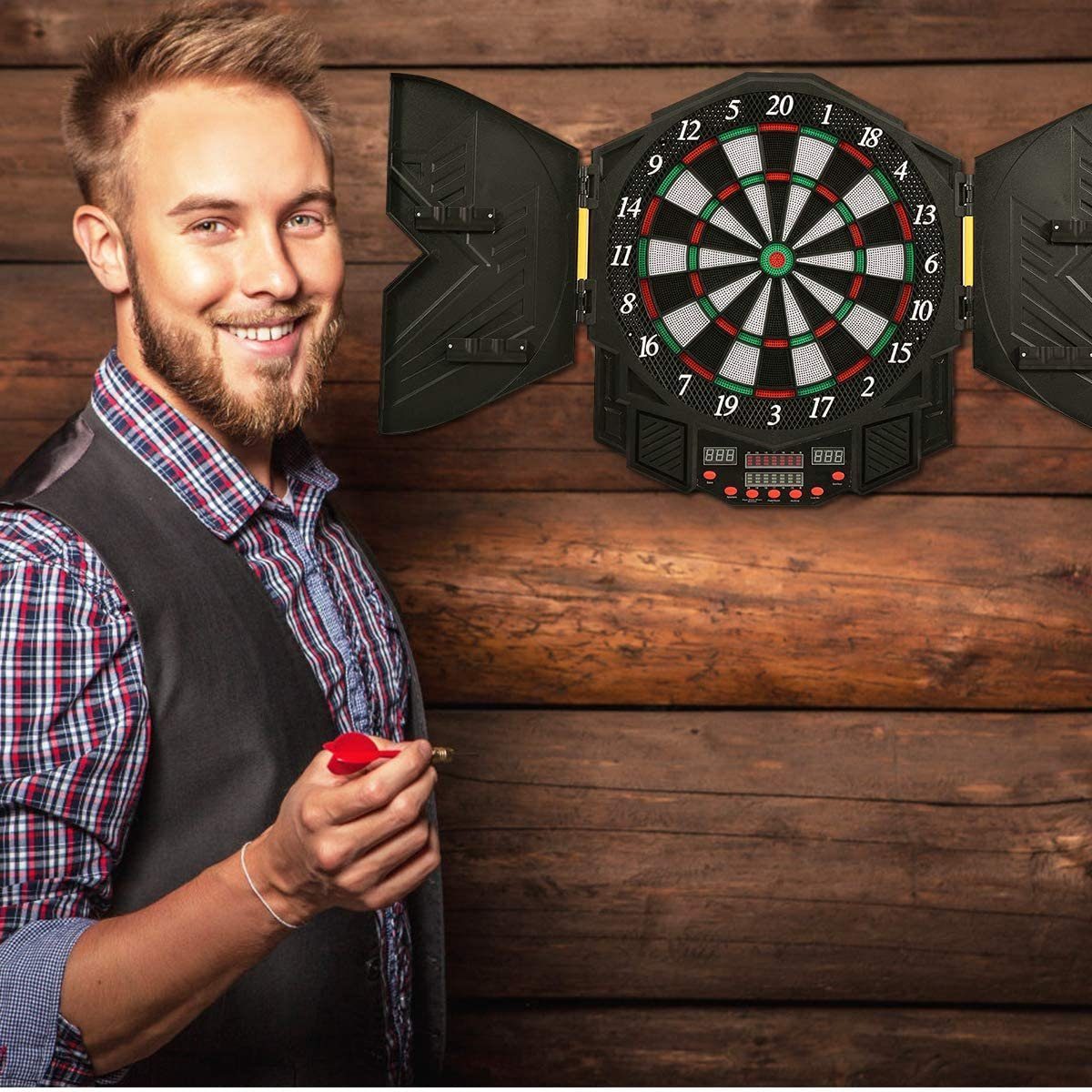 COSTWAY Dartautomat Dartboard elektronisch mit 27 Spiele & 216 Variationen