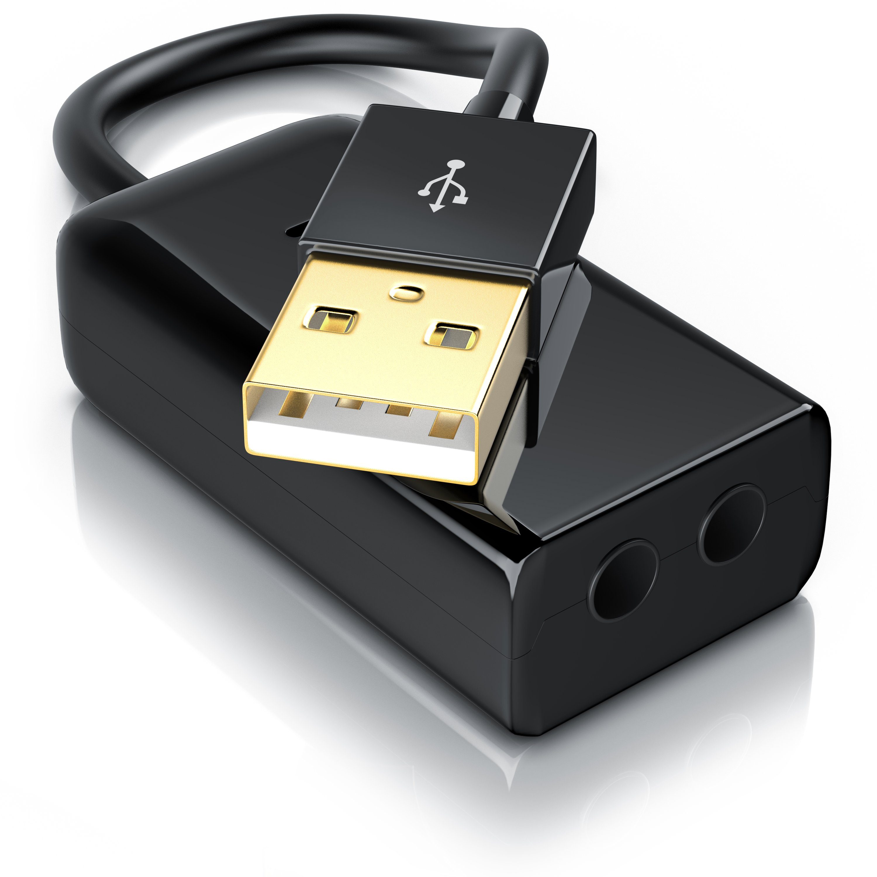 Aplic USB mini extern, Dynamic 3D Surround, 3,5mm Eingang, 3,5mm Ausgang Soundkarte Virtual 7.1 Surround, 3D Stereo, USB Audio Adapter, External Sound Card, für Win Linux Mac