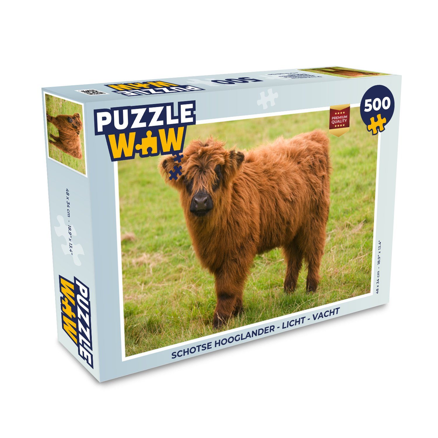 MuchoWow Puzzle Schottischer Highlander - Leicht - Mantel, 500 Puzzleteile, Foto-Puzzle, Bilderrätsel, Puzzlespiele, Spielzeug