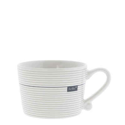 Bastion Collections Tasse Tasse mit Henkel klein (SM) small Stripes hello Keramik weiß titane, Keramik