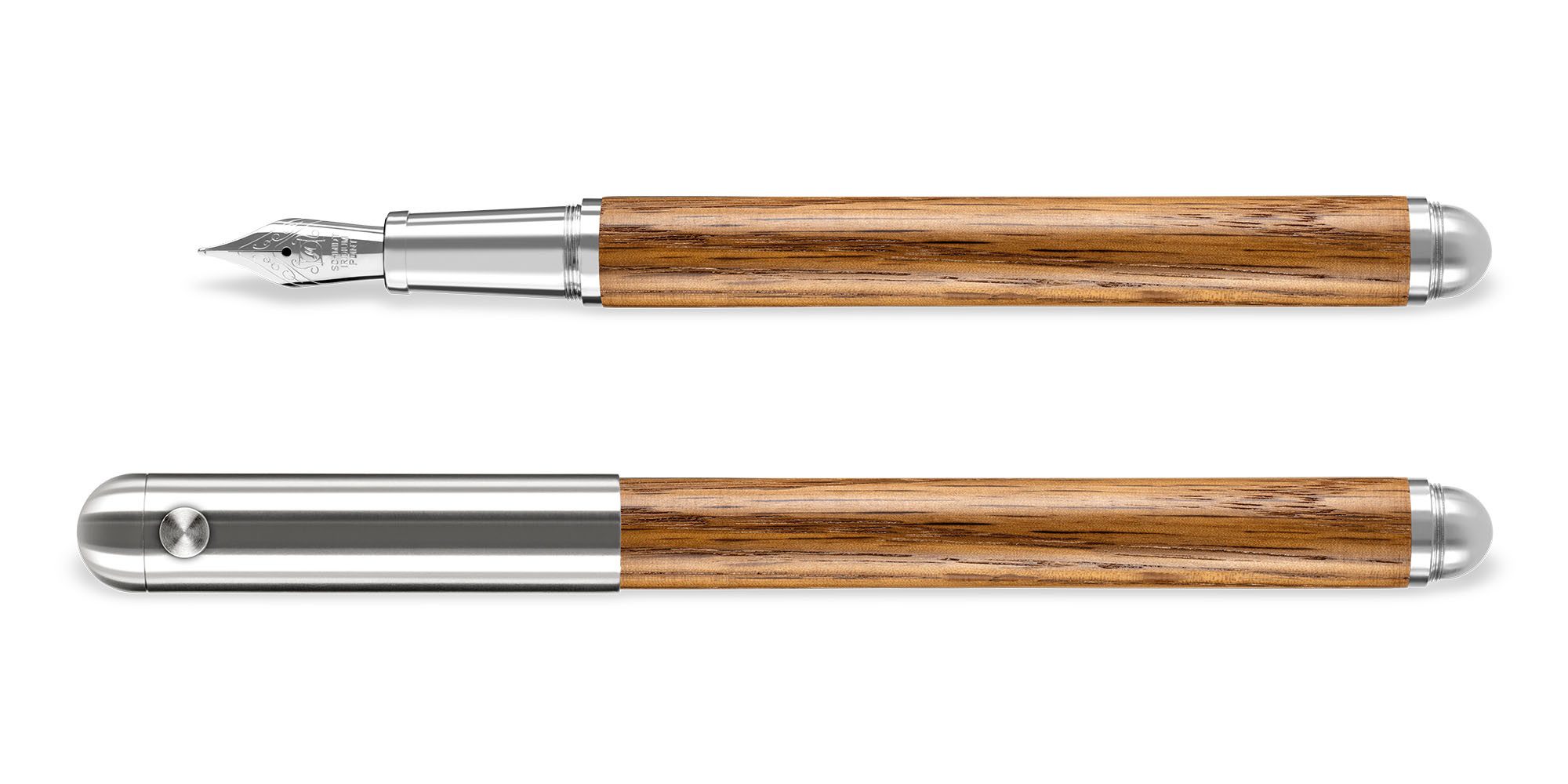 e+m Füllhalter Contract Oak, Füller aus Massivholz Eiche mit vergoldeter Feder M in Holzkassette