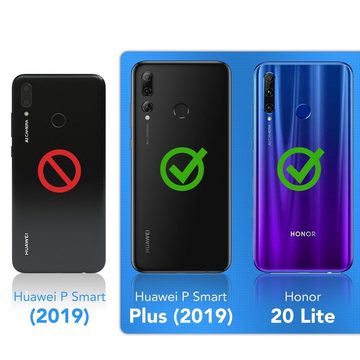 EAZY CASE Handyhülle Flipcase für Huawei P Smart Plus 19, Honor 20 Lite 6,21 Zoll, Tasche Klapphülle Handytasche zum Aufklappen Etui Kunstleder Schwarz