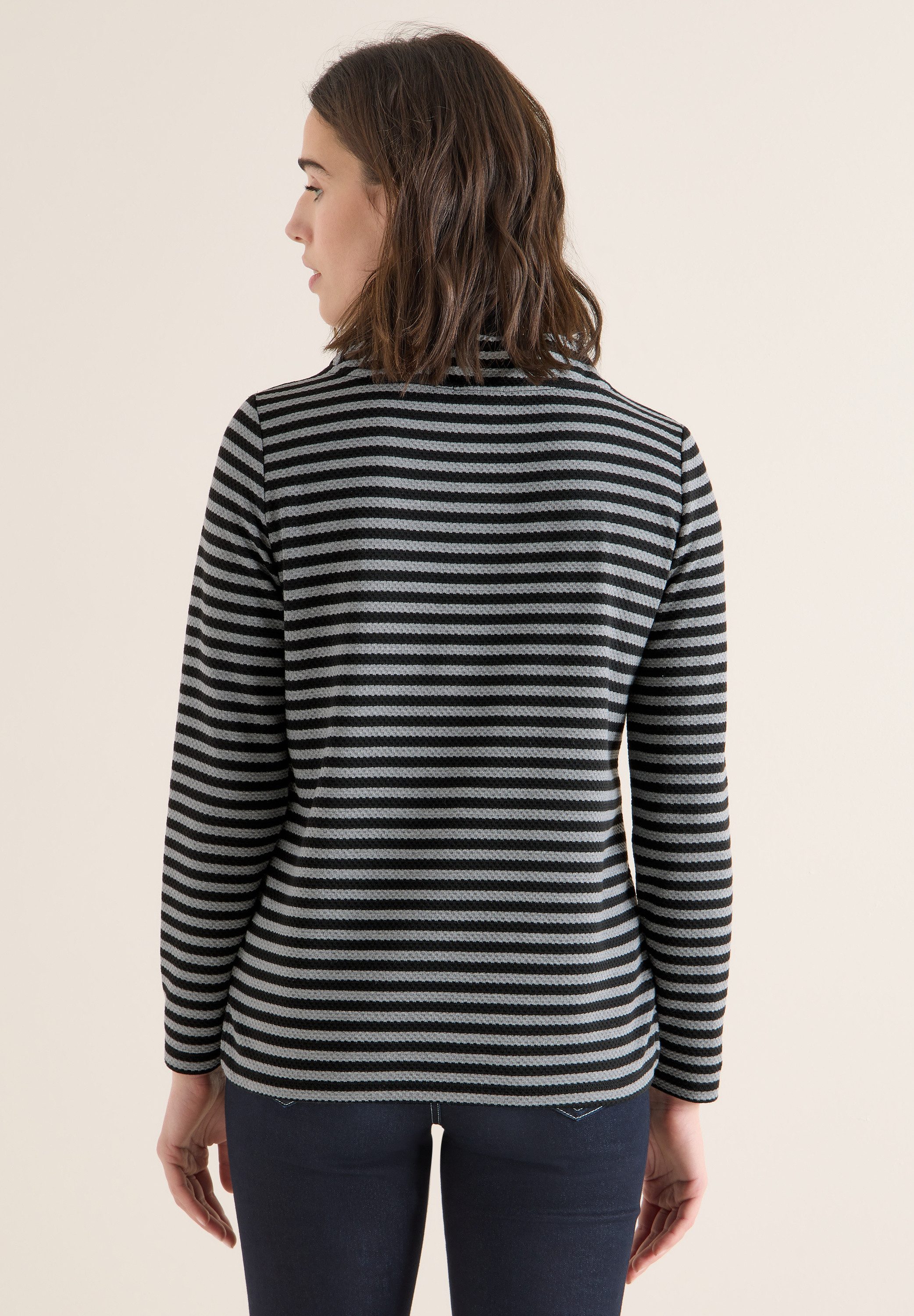 CECIL Langarmshirt mit Tunnelzugband am Kragen günstig online kaufen