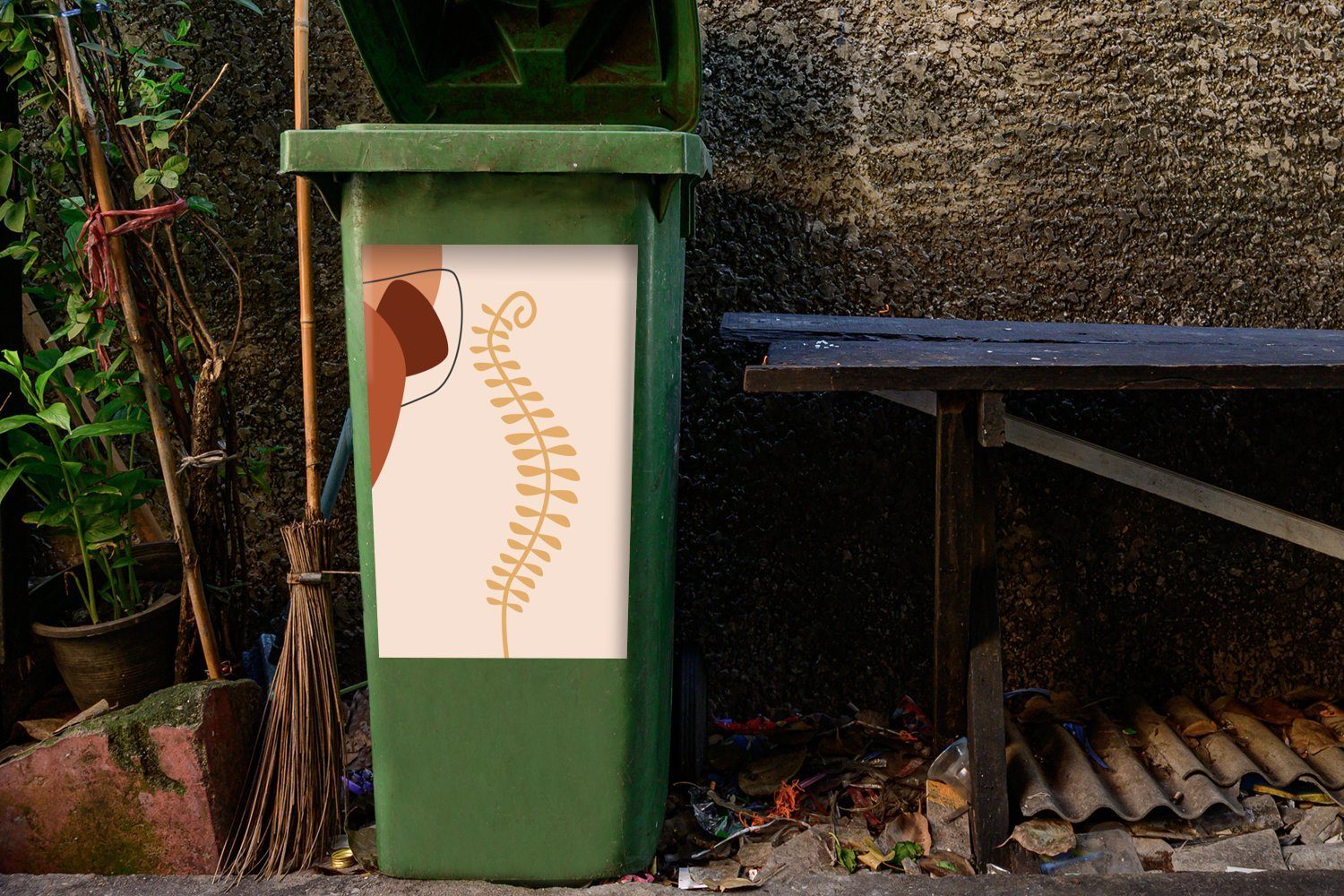 - Mülleimer-aufkleber, Sommer MuchoWow (1 Abfalbehälter Pflanze St), - Container, Sticker, Mülltonne, Wandsticker Pastell