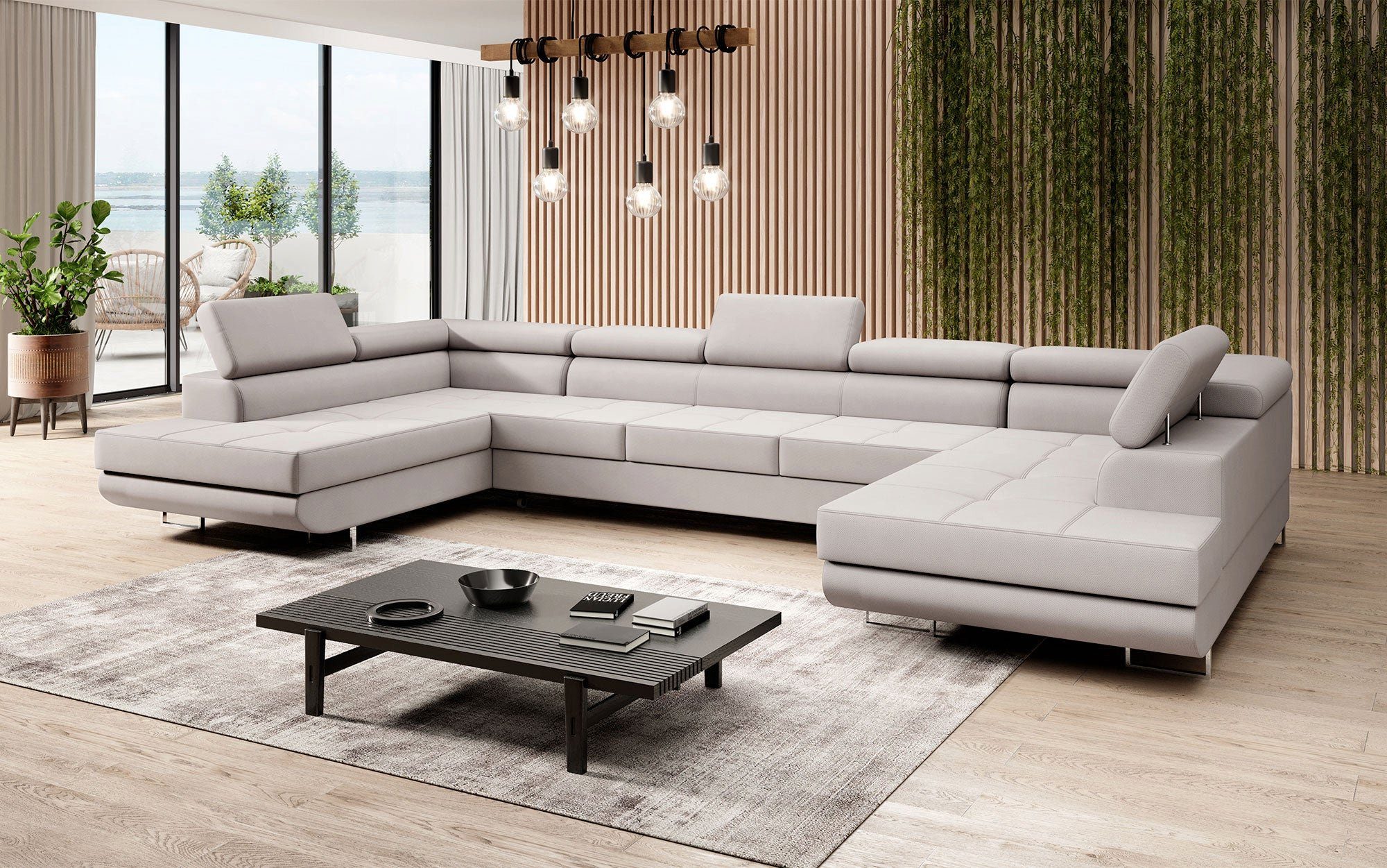 und Aufbau Sofa Beige mit Klappfunktion (Stoff, Positano inkl. Schlaf- Sofa Baidani