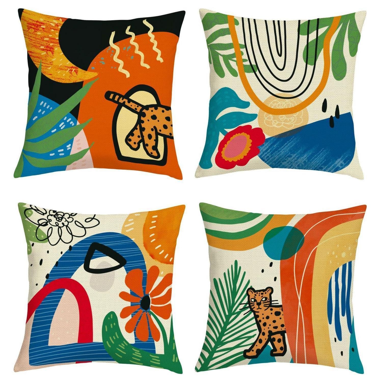 LuxusKollektion Kissenbezüge Kissenbezüge 40x40 4er Set Boho Geometrisch, (4 Stück)