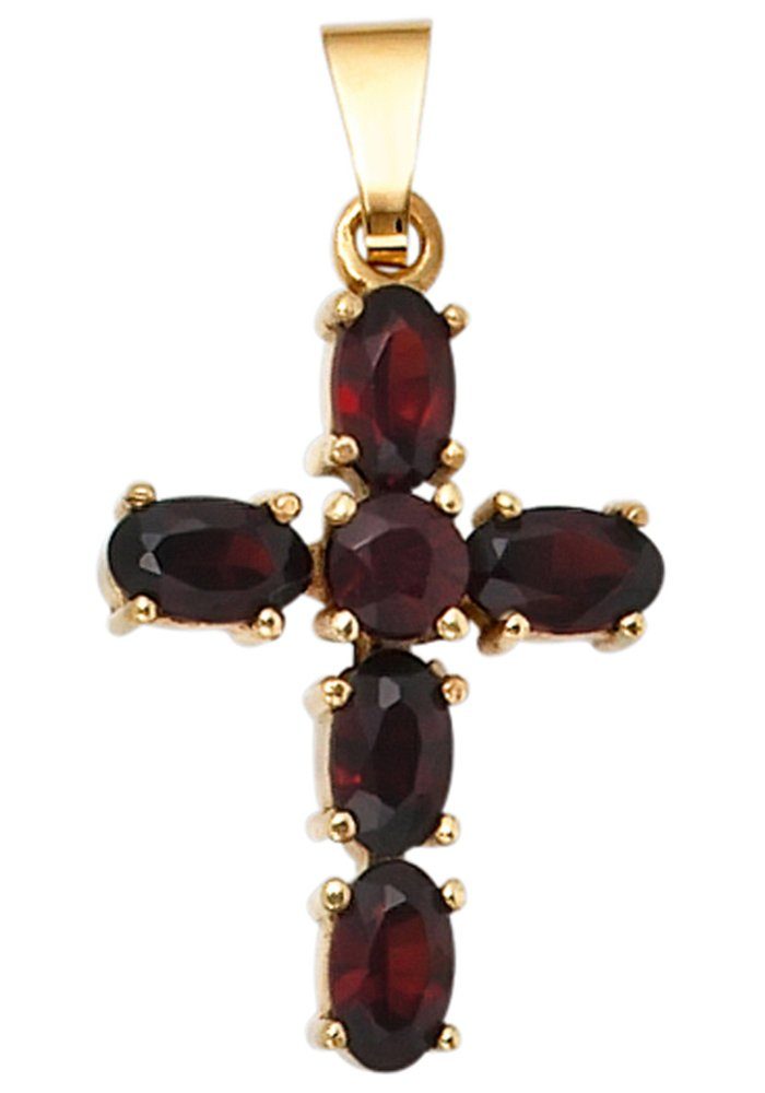 JOBO Kreuzanhänger Anhänger Kreuz, 375 Gold mit Granat