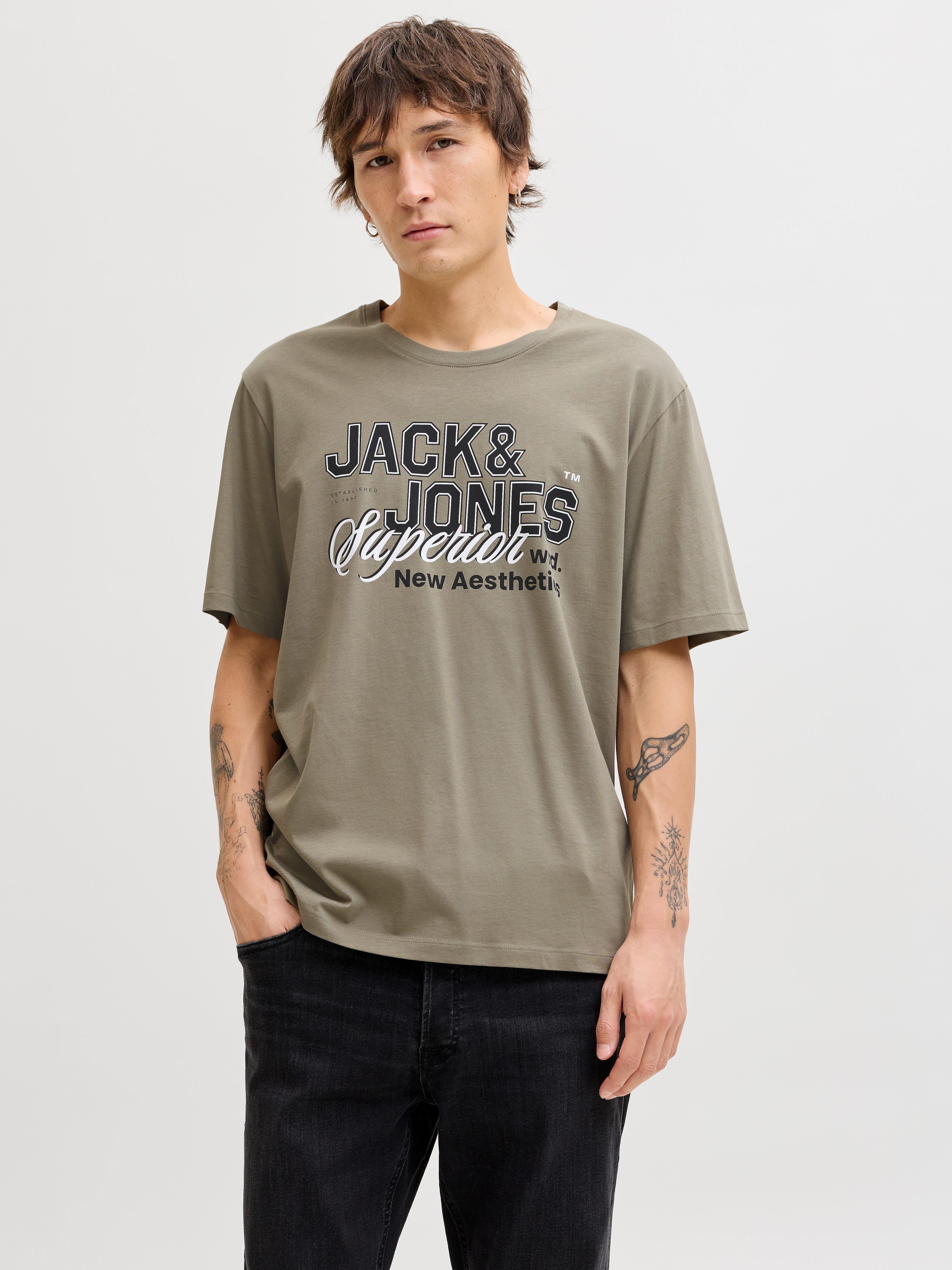 Jack & Jones Rundhalsshirt JJELOGO TEE SS O-NECK 2 COL SS26 SN mit Grafikpr günstig online kaufen