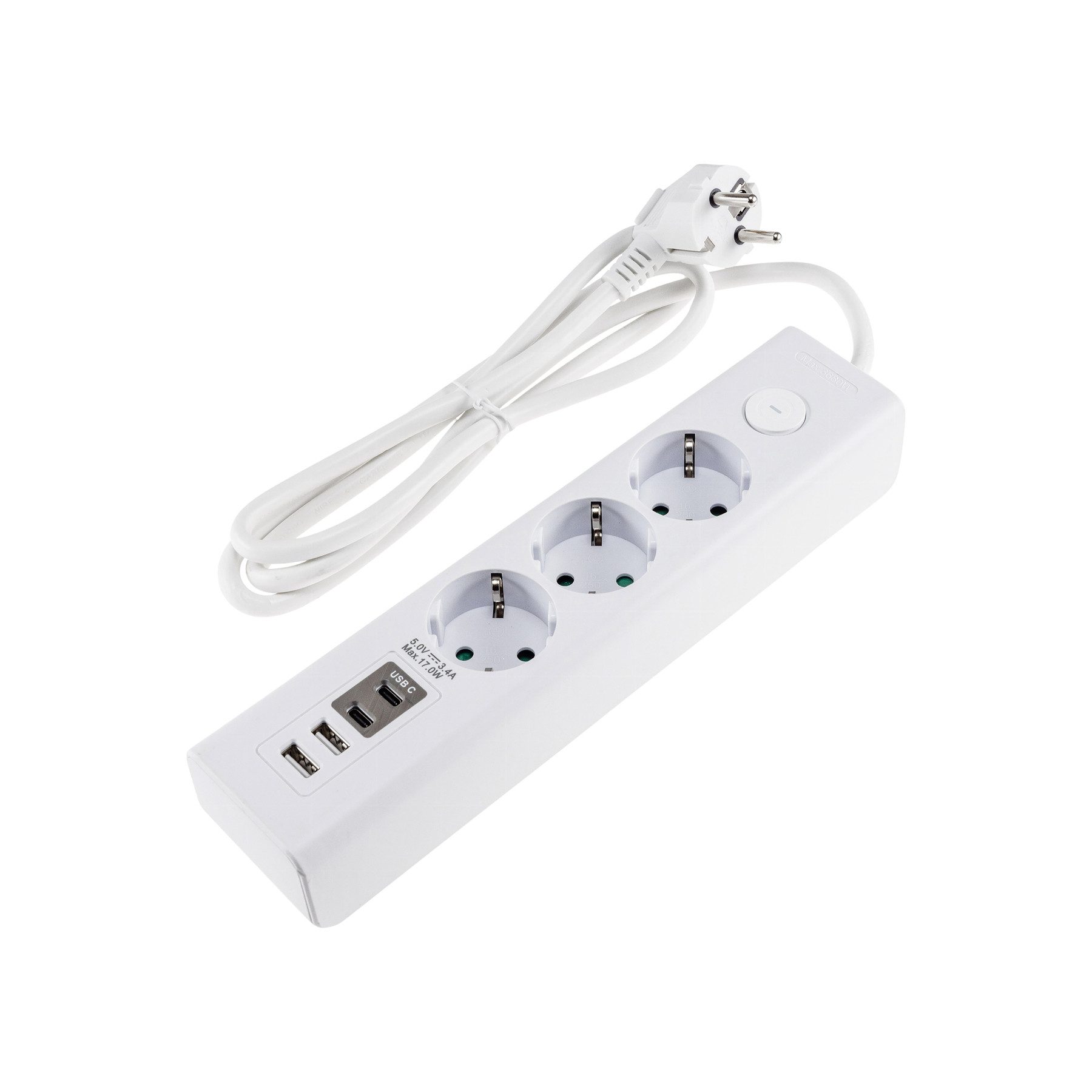 ChiliTec CHILITEC Steckdosenleiste, 3-fach, USB-A+C, 1,5 m Zuleitung, weiß Steckdosenleiste