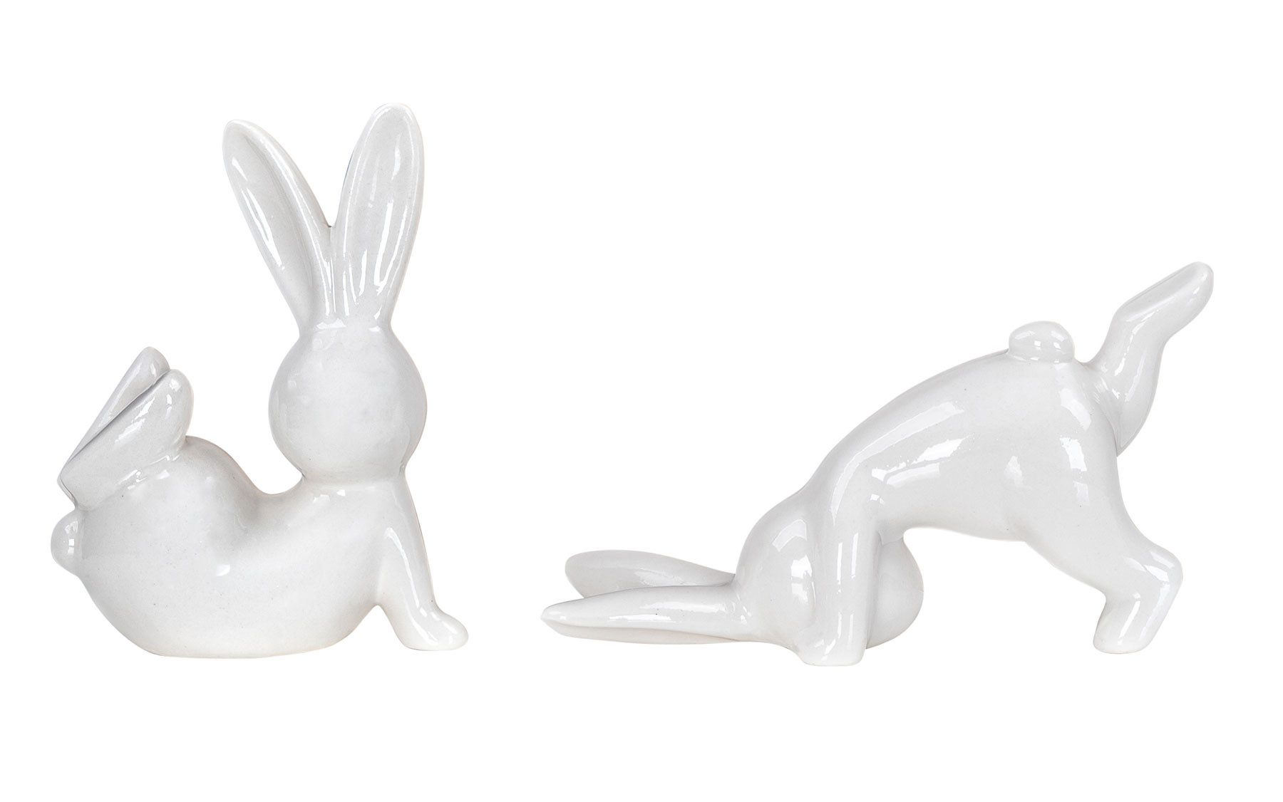Levandeo® Osterfigur, 2er Set Deko Hasen H10cm Weiß Porzellan Figur Ostern Deko Aufsteller