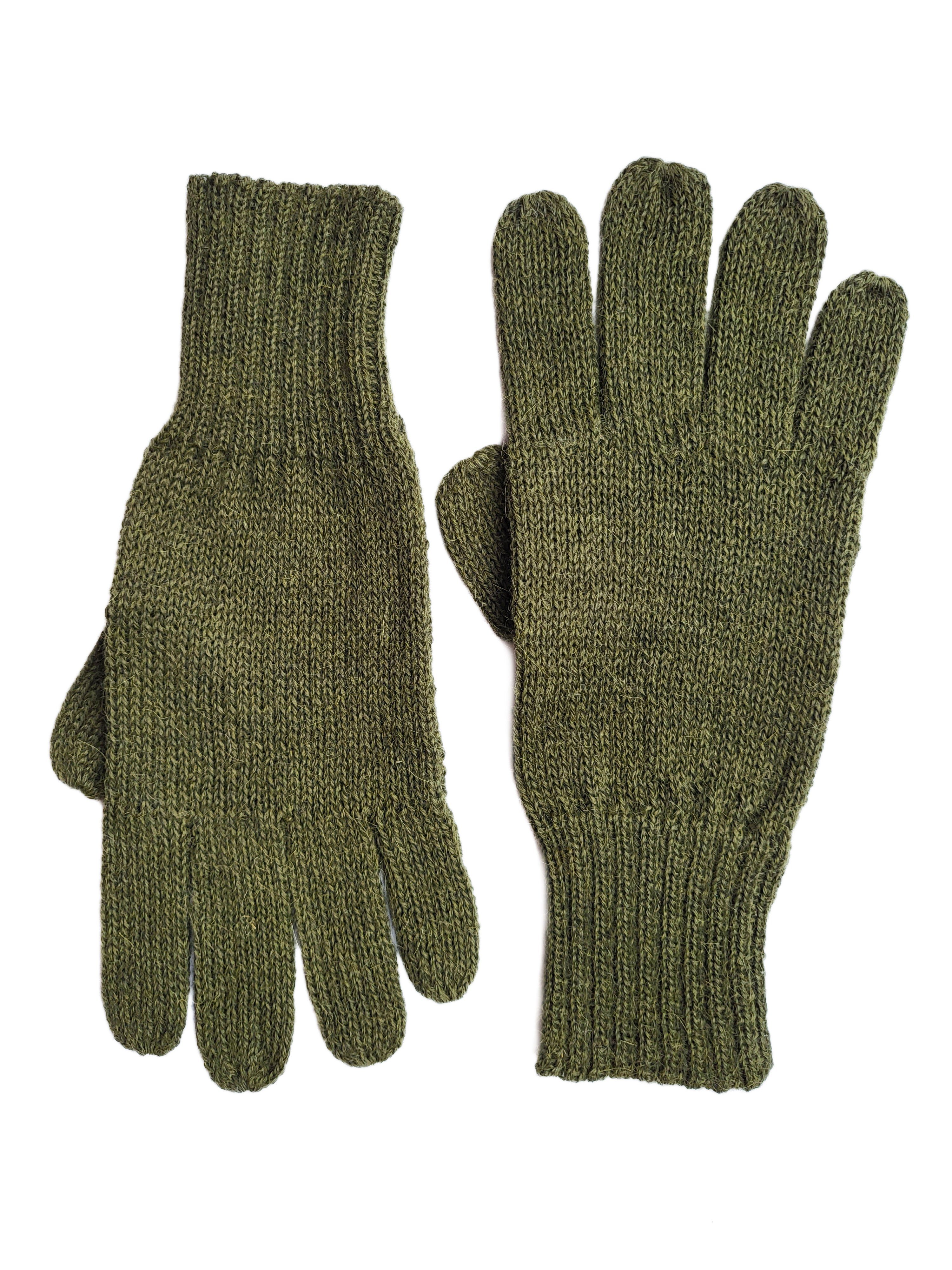 Posh Gear Strickhandschuhe Guantino Alpaka Fingerhandschuhe grün Alpakawolle oliv 100% aus