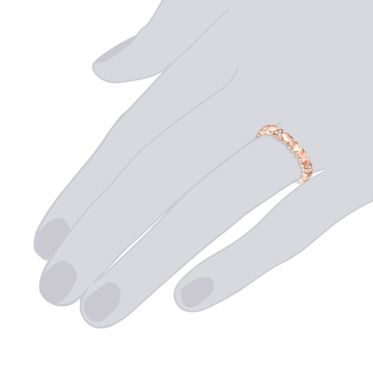 Herz & Sterling Silber Jane Lulu roségold, Fingerring