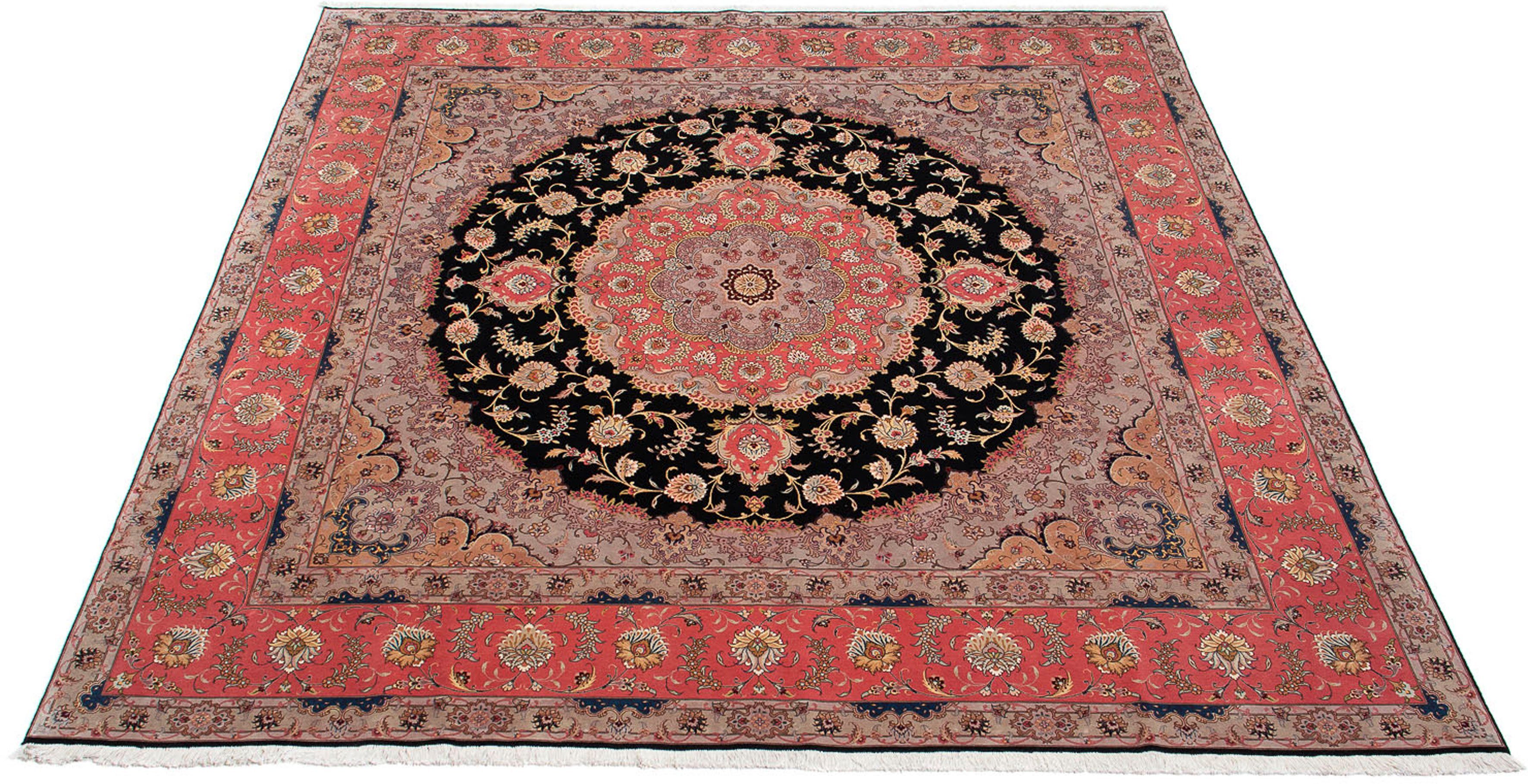 Orientteppich Perser - Täbriz - Royal quadratisch - 300 x 290 cm - rot, morgenland, quadratisch, Höhe: 7 mm, Wohnzimmer, Handgeknüpft, Einzelstück mit Zertifikat