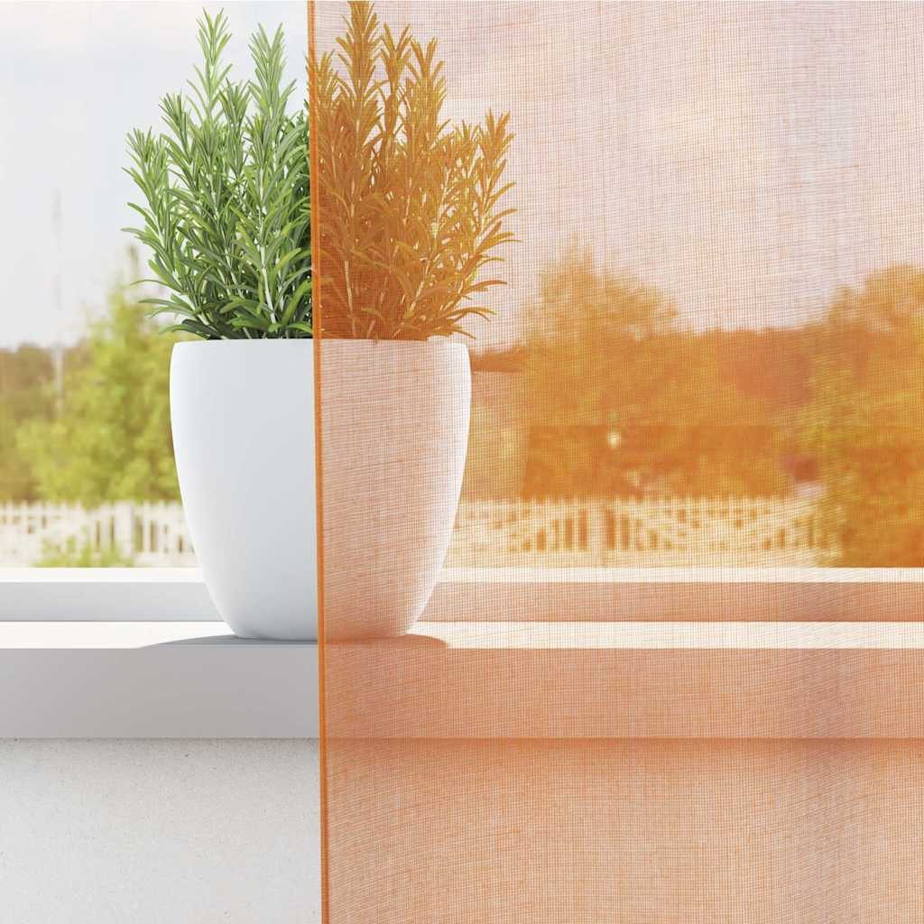 vidaXL Vorhang, Voile Vorhänge mit Schlaufen 2 Stk. Orange 140x225 cm