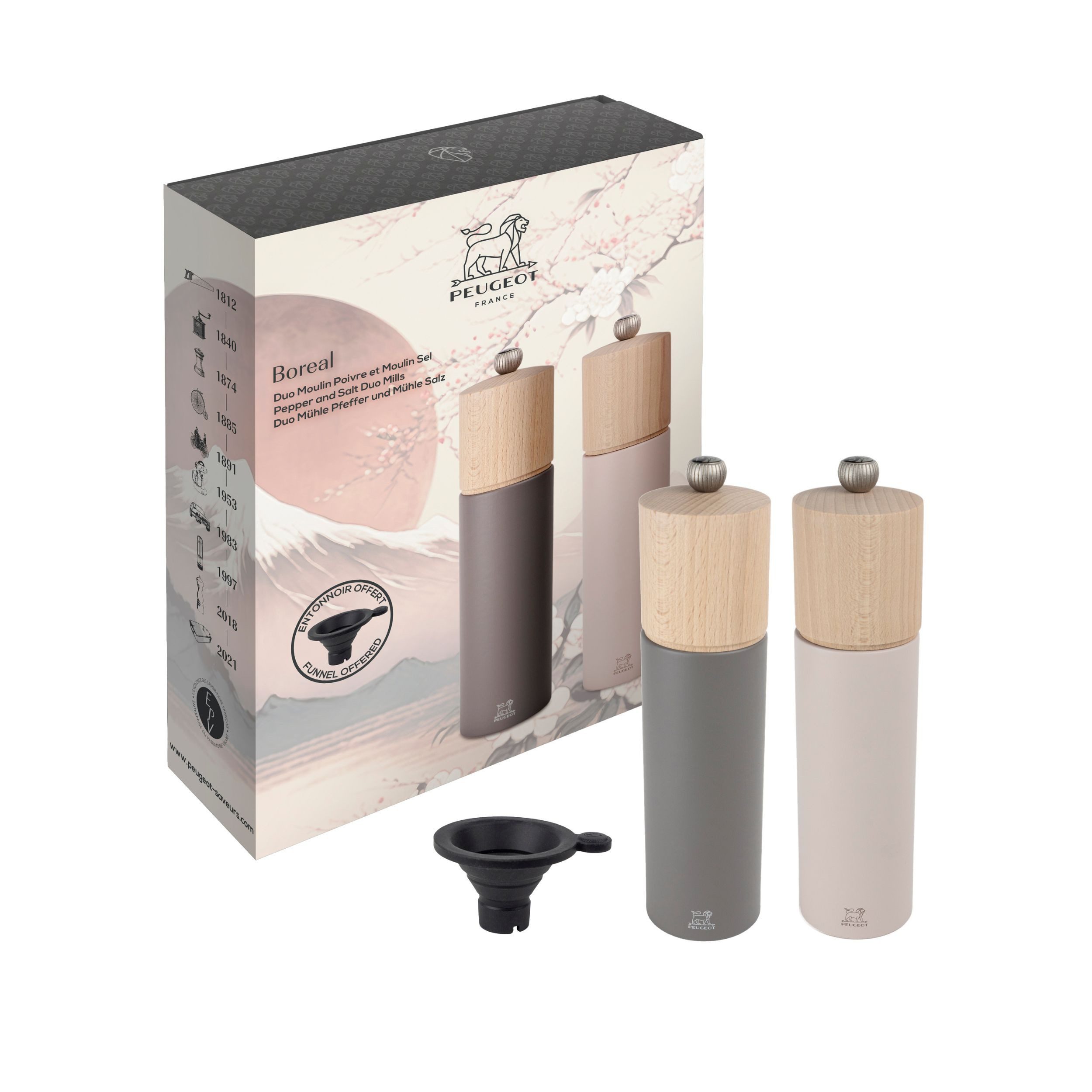 PEUGEOT Salz-/Pfeffermühle Geschenkset BOREAL 22cm Pfeffermühle Felsgr Manuell