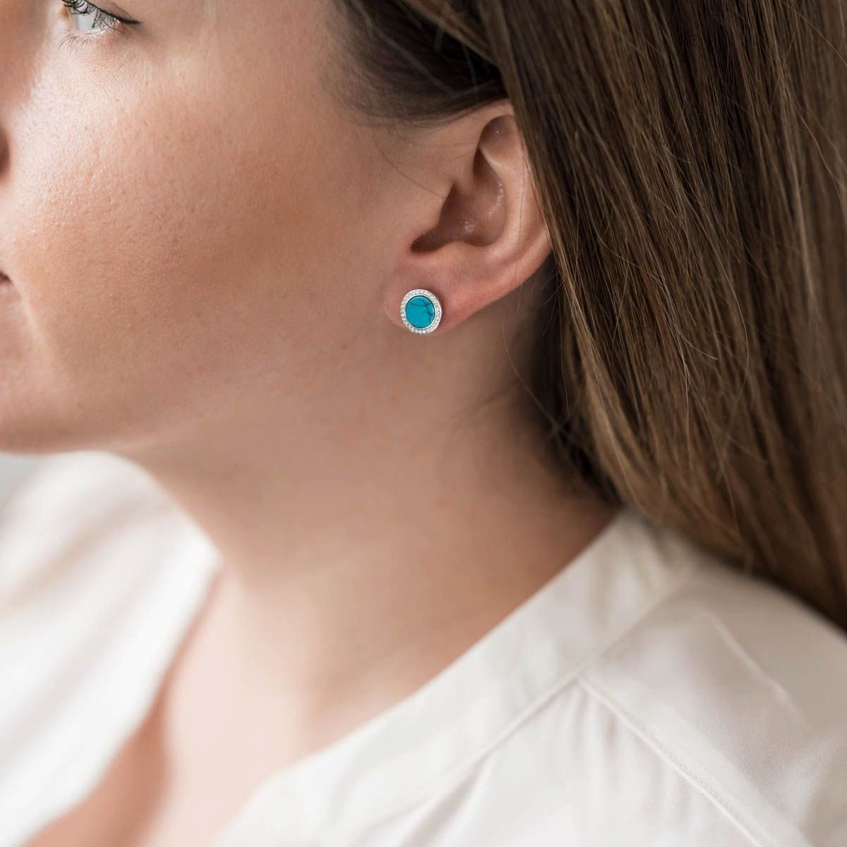 Materia Paar Ohrstecker Damen Ohrringe Naturstein Türkis mit Zirkonia SO-39 günstig online kaufen