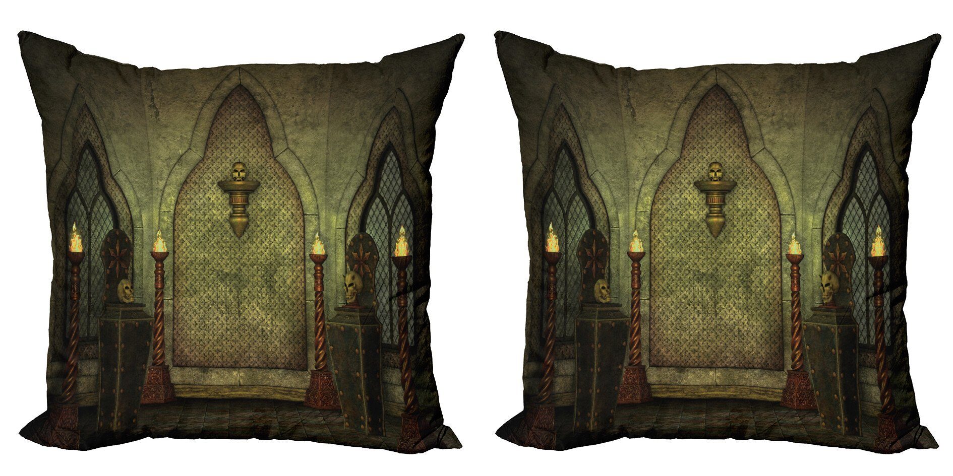 Kissenbezüge Modern Accent Doppelseitiger Digitaldruck, Abakuhaus (2 Stück), gotisch Fantasie Spooky Schädel