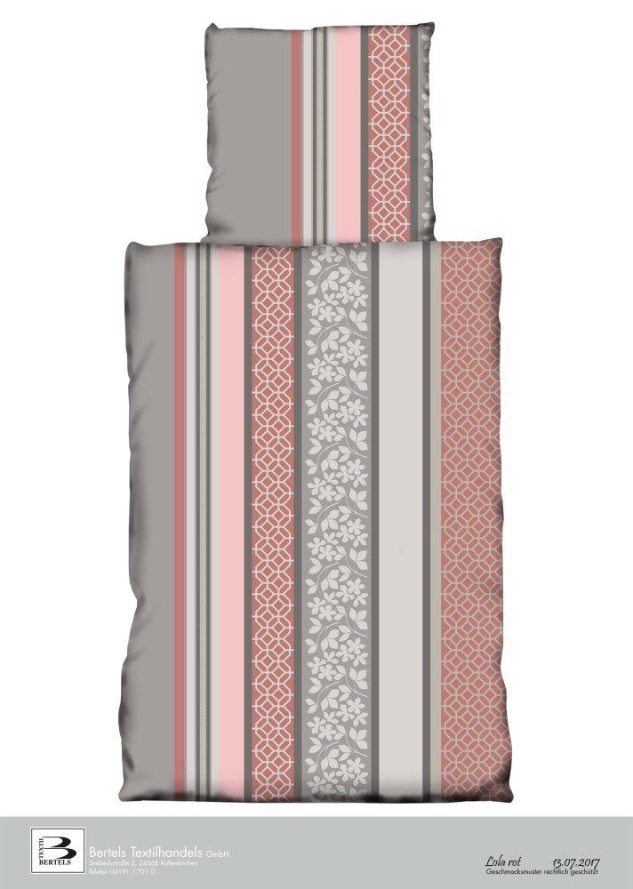 Bertels Bettwäsche Bertels Fleece Bettwäsche Lola Streifen Floral, Microfaser, 2 teilig