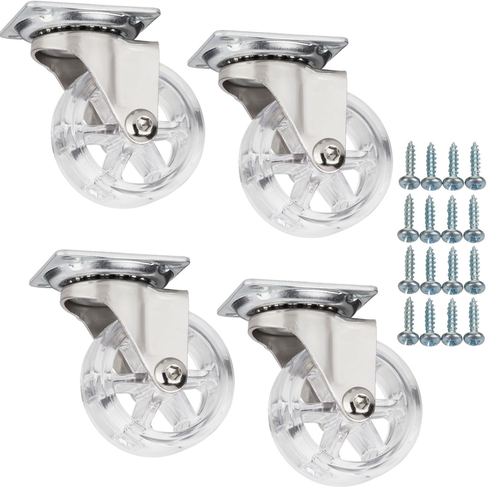 SO-TECH® Мебельrolle Lenkrollen RAPID inkl. Schrauben, belastbar bis 35 kg / St., (Set, 4-St), Durchmesser 50 mm, transparent, ohne Bremse / Feststeller