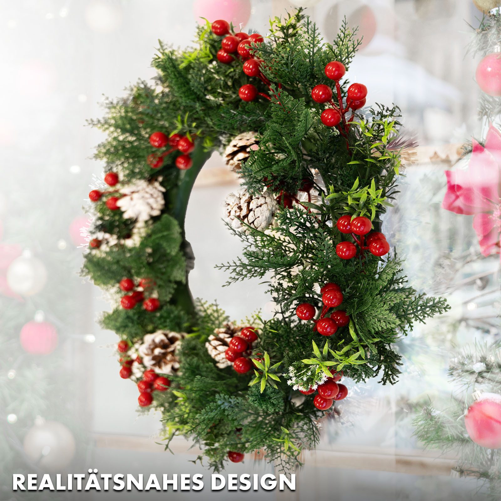 Kunstkranz Weihnachtskranz Yuletide, Stimmungsvolles, winterliches Design, günstig online kaufen