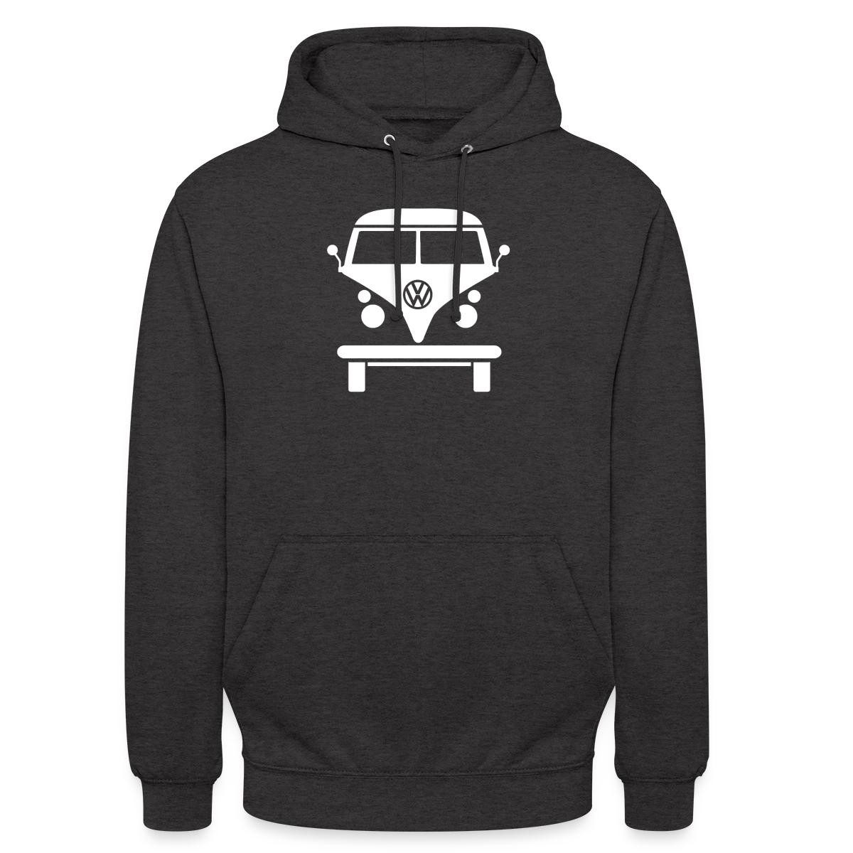 Spreadshirt Hoodie Volkswagen VW Bulli Frontansicht Outlines Weiß Unisex Hoodie (1-tlg)