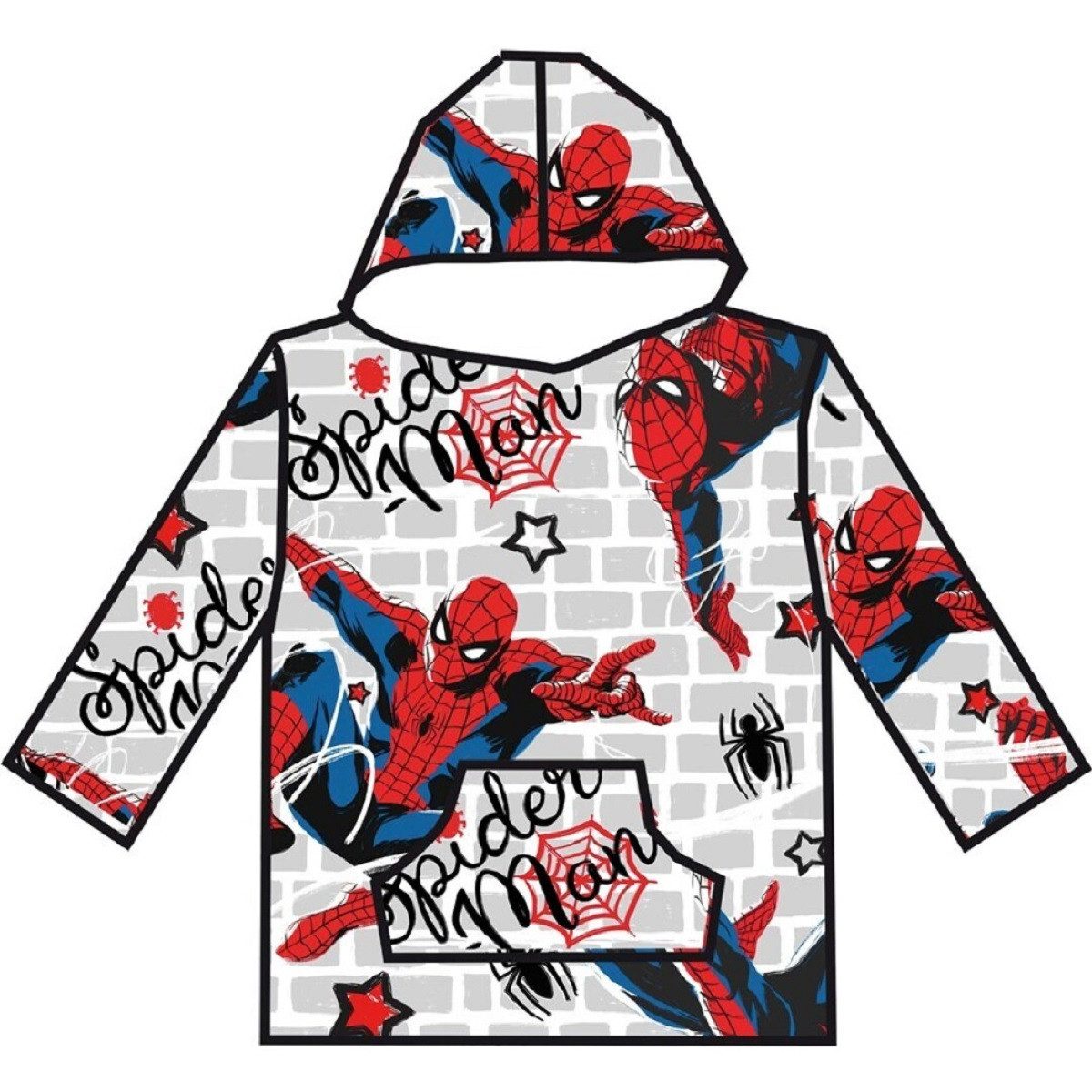 Spiderman Poncho - Bequemer Überwurf mit Kapuze in Einheitsgröße (1-St) geeignet für Kinder von 7-14 Jahren