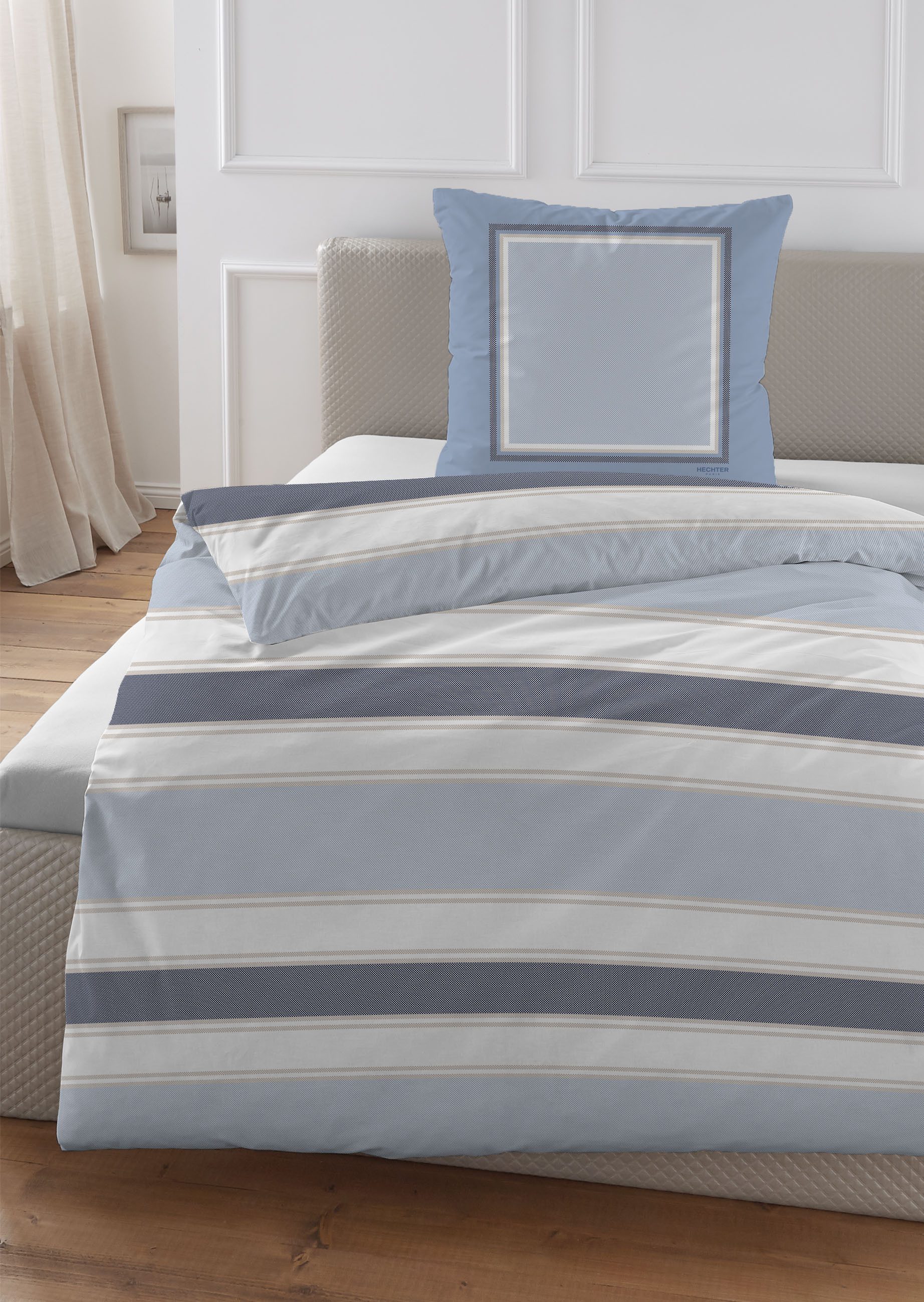 HECHTER PARIS Wendebettwäsche 0041305, Renforcé, 2 teilig, hautsympathisch, 100% Baumwolle, Reißverschluss, ganzjährig, LOGO