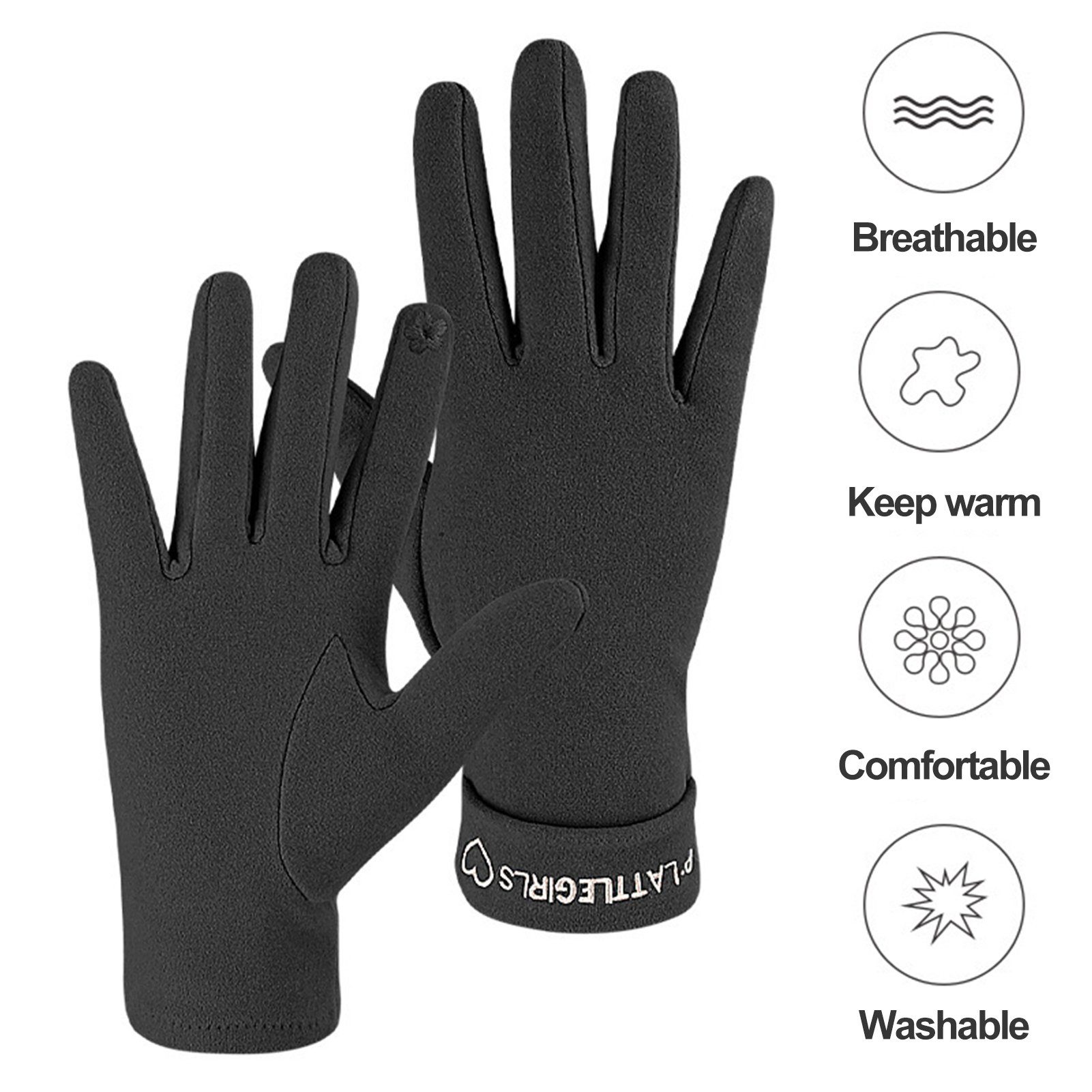 1 Winter Gefüttert Touchscreen Damen Fingerhandschuhe Warm Strickhandschuhe für Fleece Rutaqian Damen Kaffee Handschuhe Warme Paar Sport