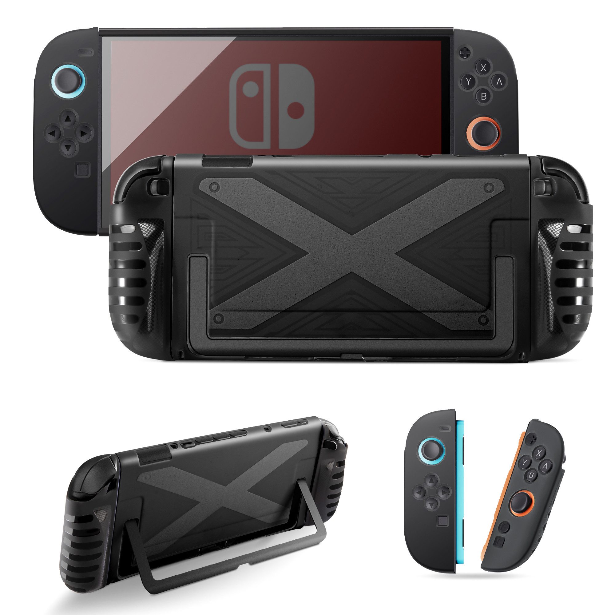 Fyrove Dockable Hülle für Nintendo Switch 2, Stoßfeste PC+TPU Griffhülle Zubehör Nintendo (Weich Komfort StoBfest Antikratz Schutzhulle, Kompatibel mit Konsole und JoyCon Controllern, Geteiltes Design)